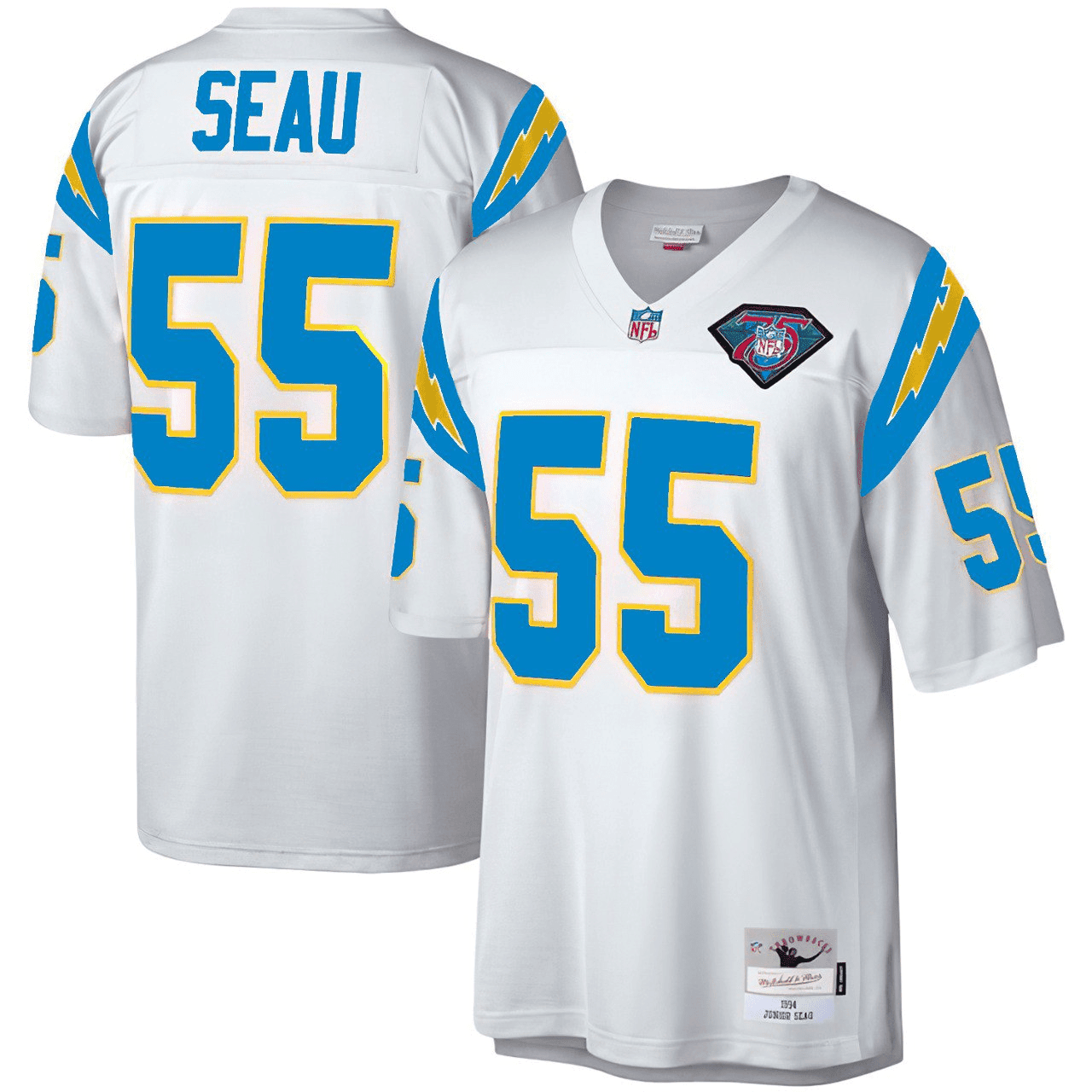 Men's Junior Seau San Diego Los Angeles Chargers Navy White Jersey - All Stitched