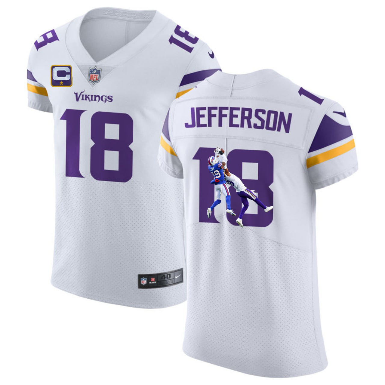 Men's Justin Jefferson Minnesota Vikings White Vapor Elite - Stitched Justin Jefferson Jersey - All Stitched