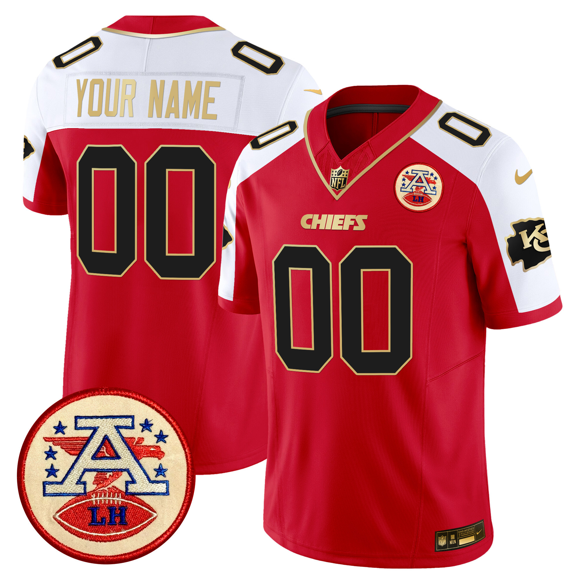 Men's Kansas City Chiefs 2024 Lamar Hunt Patch Vapor Limited Custom Red Alternate Jersey - All Stitched