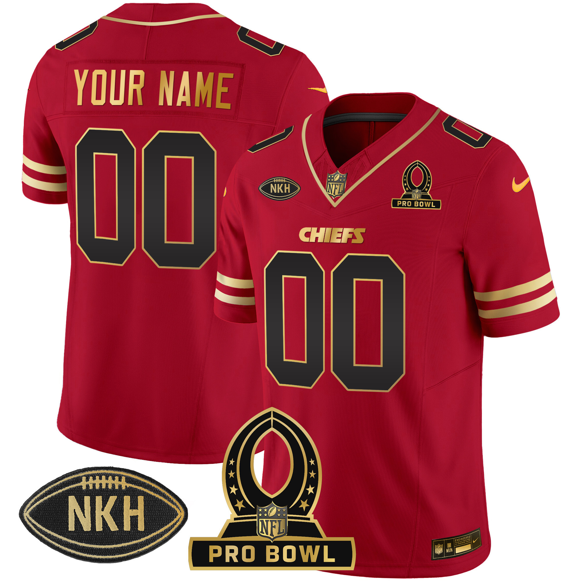 Men's Kansas City Chiefs 2024 Pro Bowl Patch Vapor Black Red Jersey - All Stitched