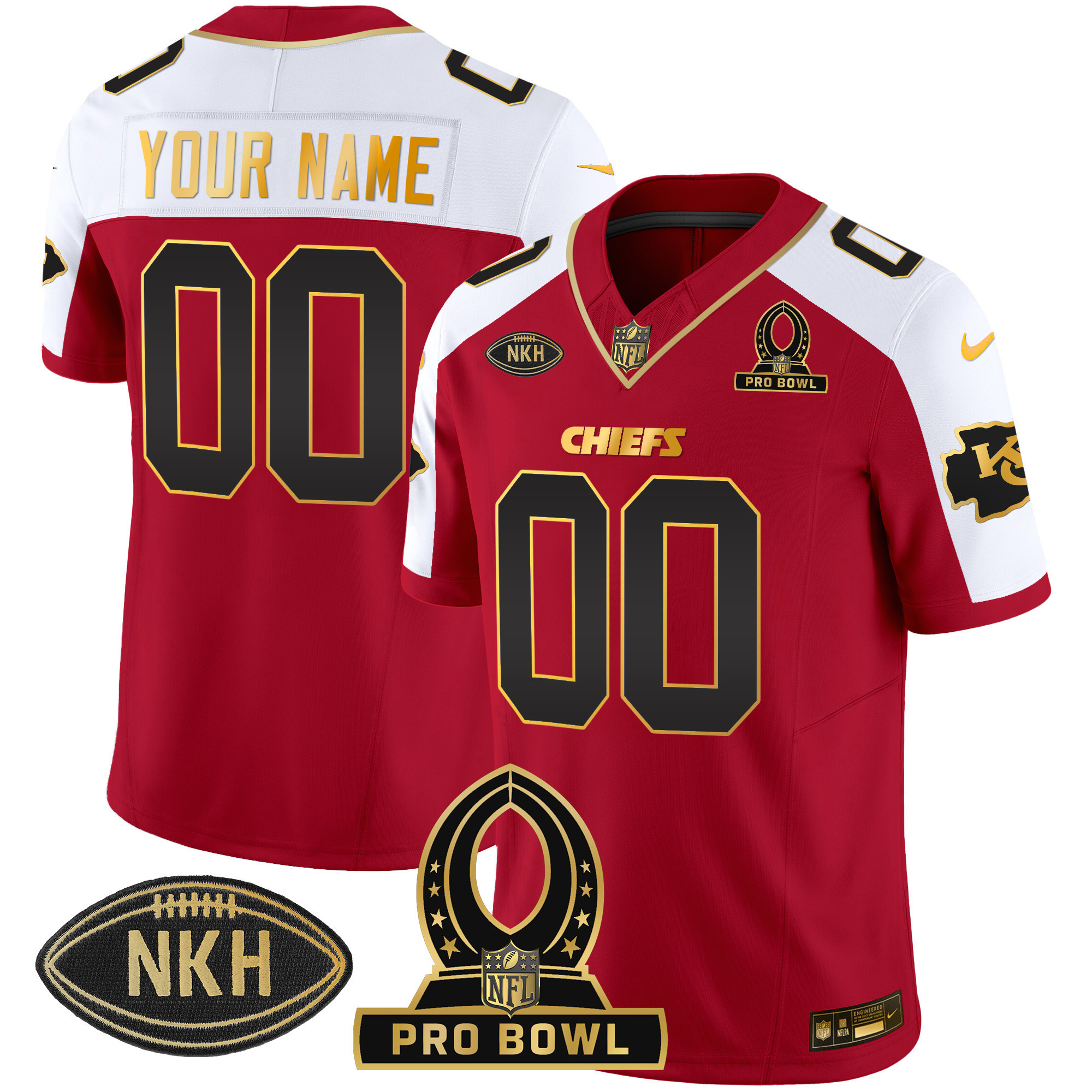 Men's Kansas City Chiefs 2024 Pro Bowl Patch Vapor Red Alternate Jersey - All Stitched