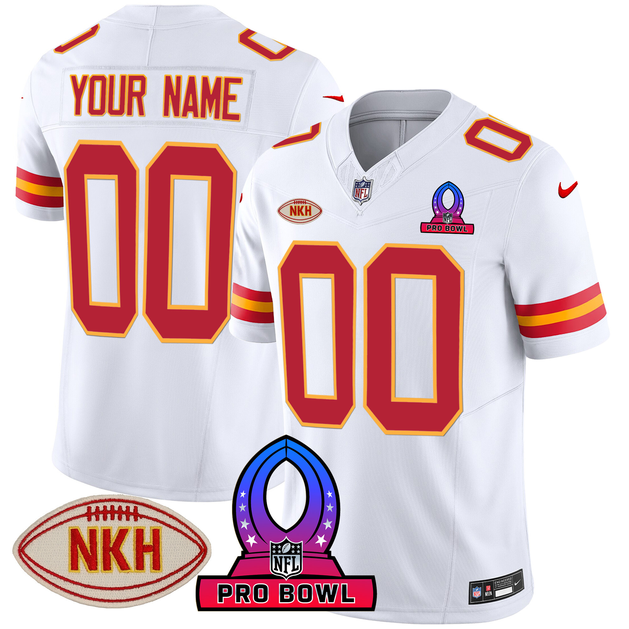 Men's Kansas City Chiefs 2024 Pro Bowl Patch Vapor White Jersey - All Stitched