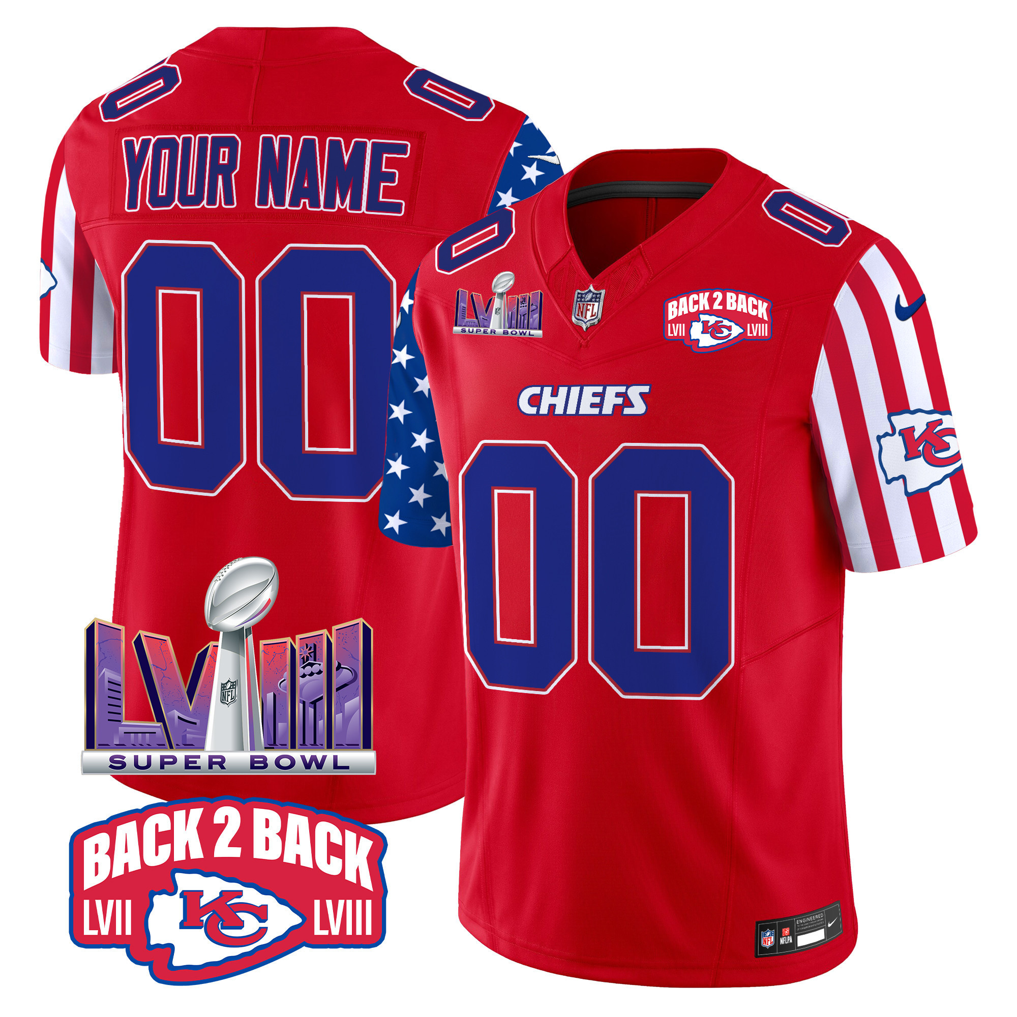 Men's Kansas City Chiefs American Style Vapor Limited Custom Red Jersey - All Stitched