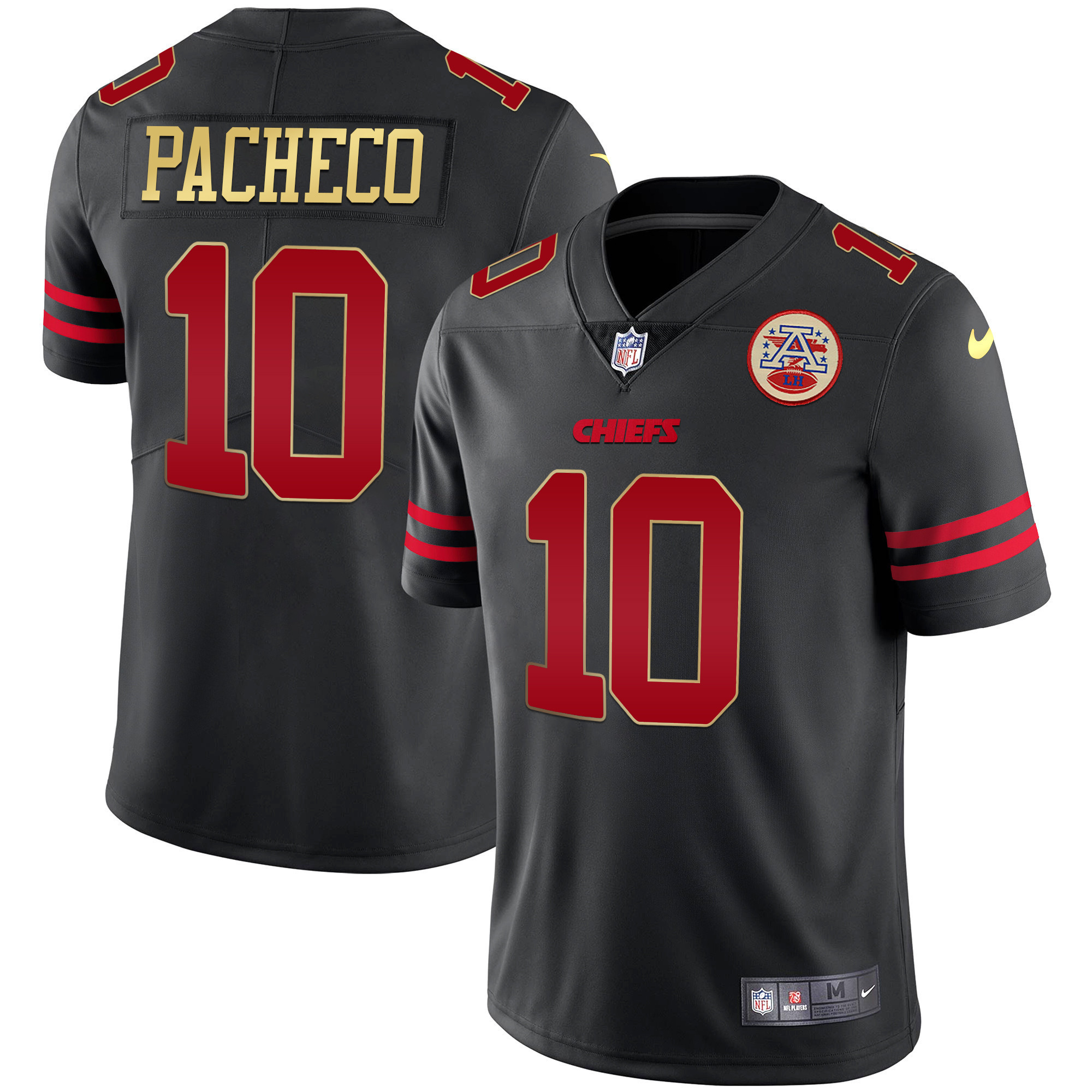 Men's Kansas City Chiefs Black Red Vapor Isiah Pacheco Jersey - All Stitched