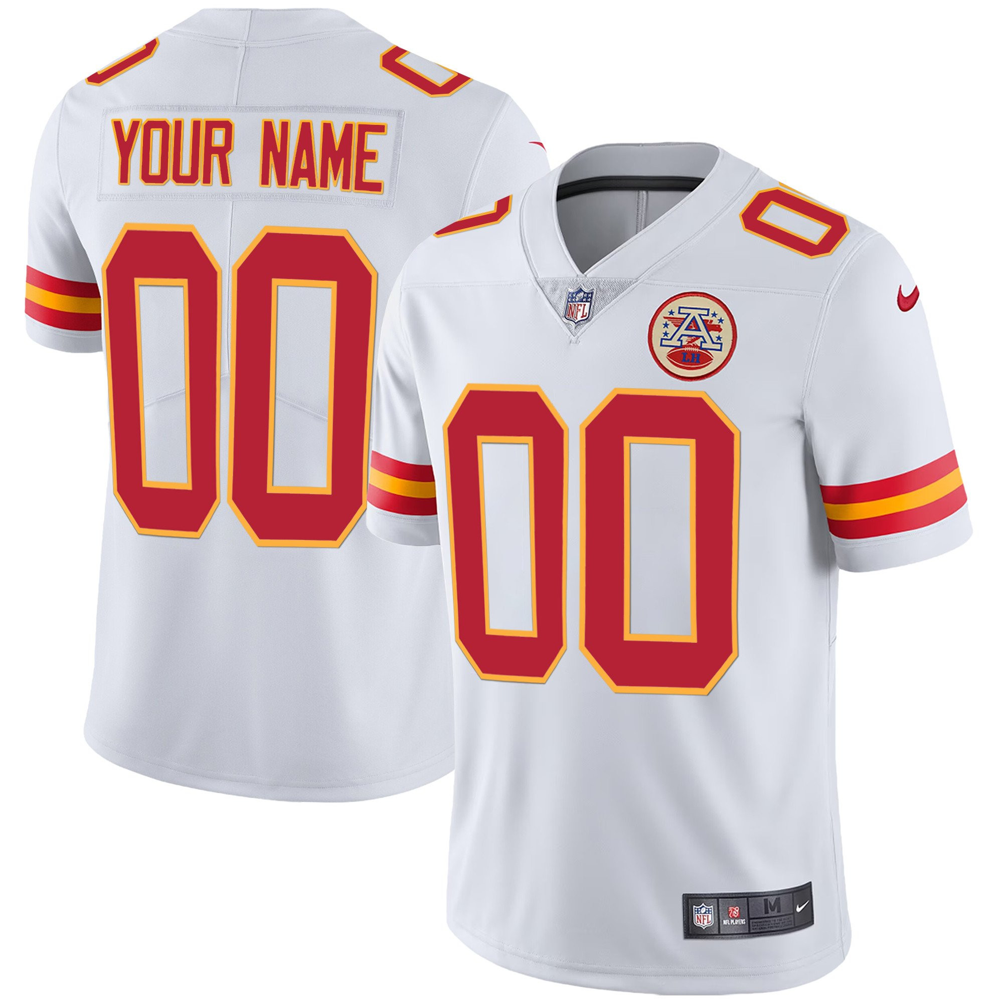 Men's Kansas City Chiefs Custom Name & Number White Jersey - All Stitched