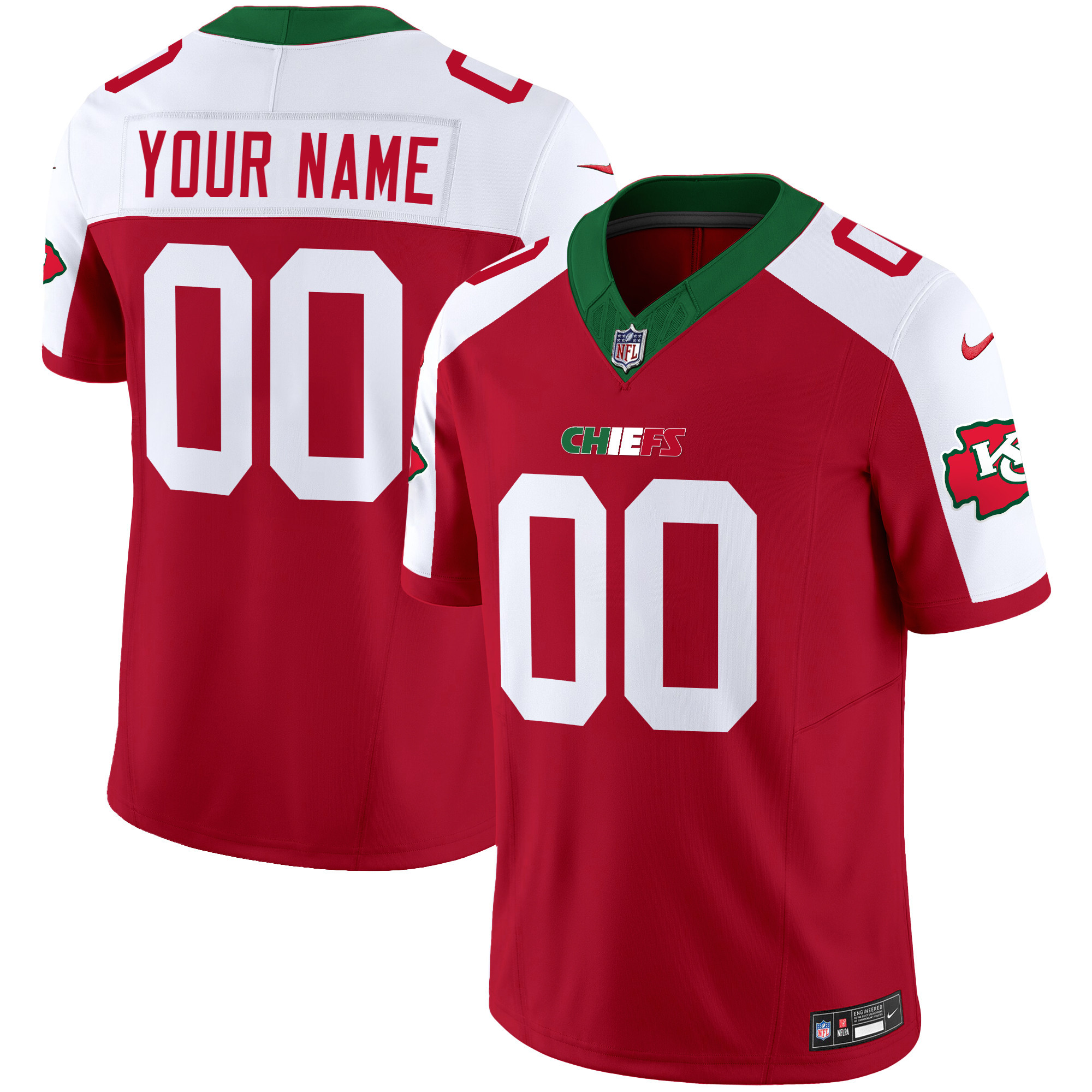 Men's Kansas City Chiefs Mexico Vapor Limited Custom Red Alternate Jersey - All Stitched