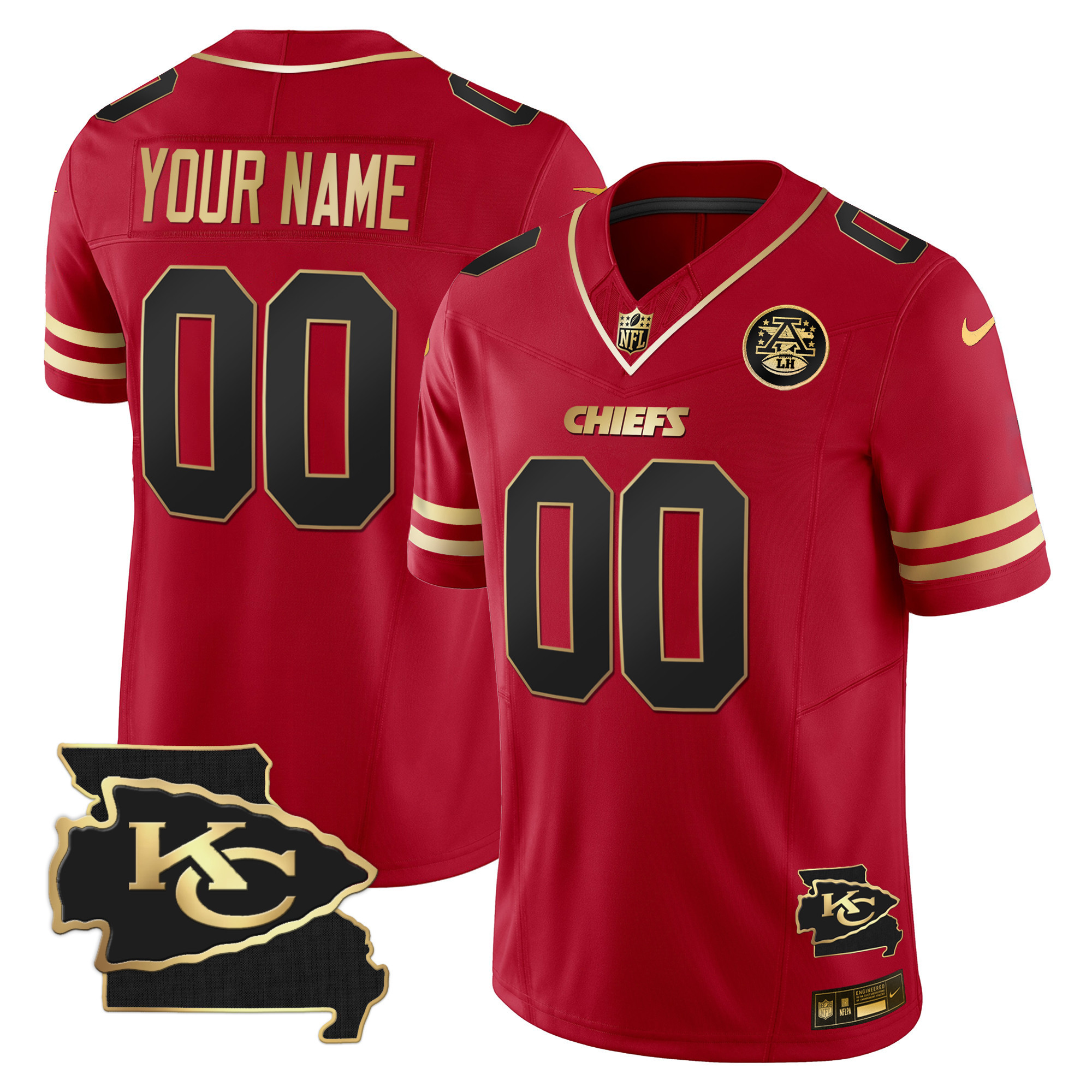 Men's Kansas City Chiefs Missouri Patch Vapor Limited Custom Black Red Jersey - All Stitched