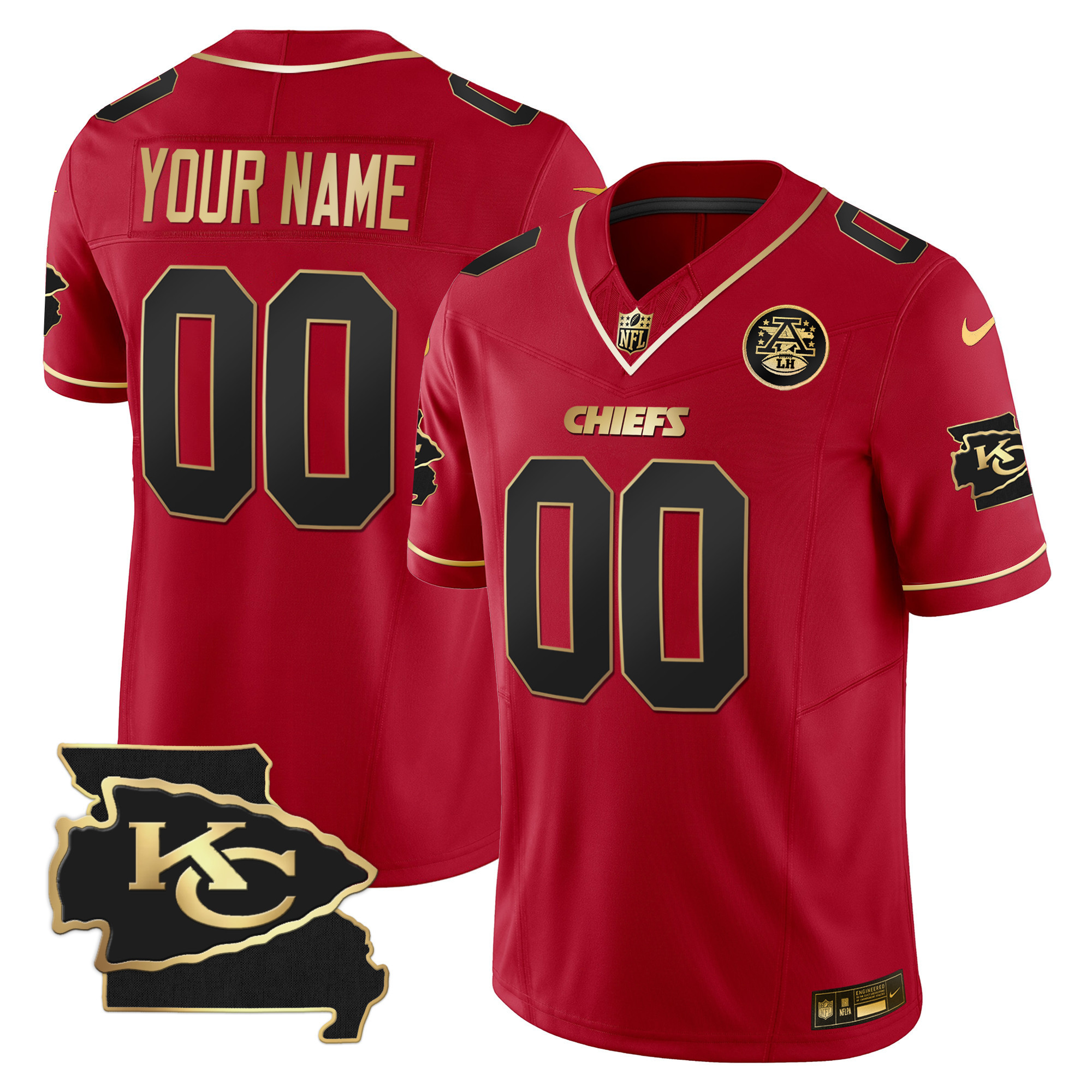 Men's Kansas City Chiefs Missouri Patch Vapor Limited Custom Red Special Jersey - All Stitched
