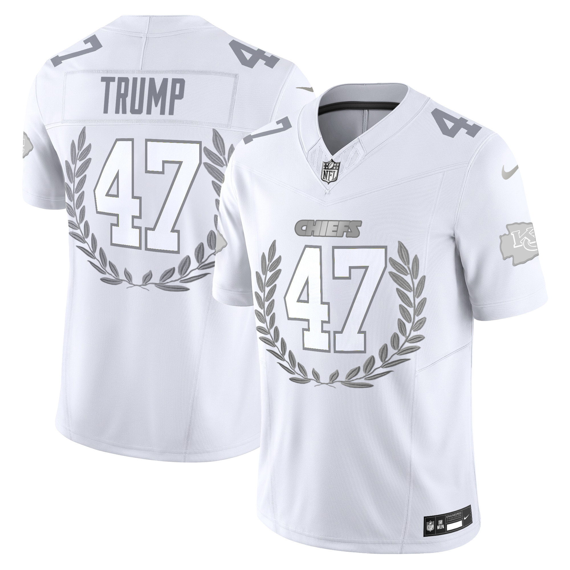Men's Kansas City Chiefs Platinum MVP Vapor Limited Donald Trump Jersey - All Stitched