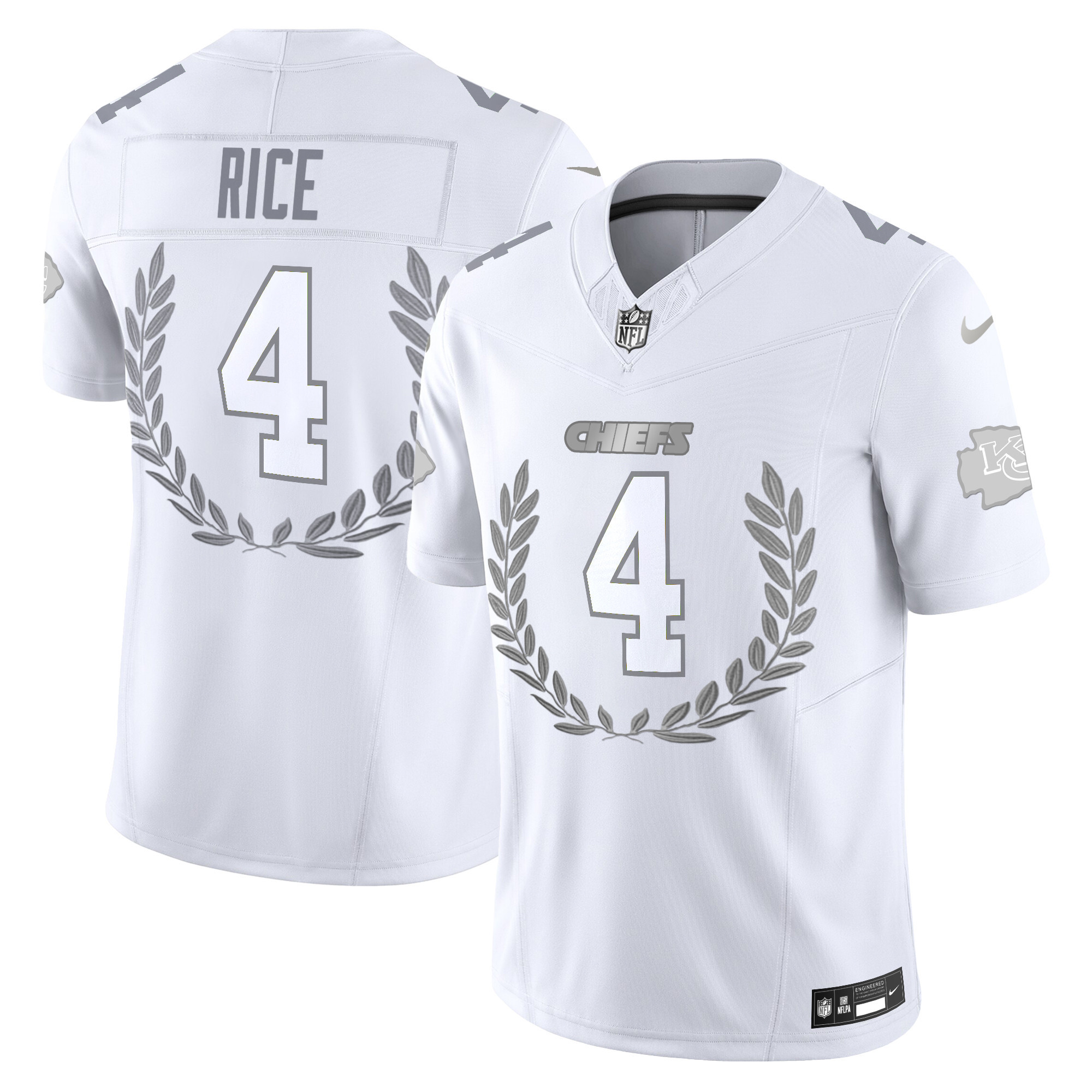 Men's Kansas City Chiefs Platinum MVP Vapor Limited Rashee Rice Jersey - All Stitched