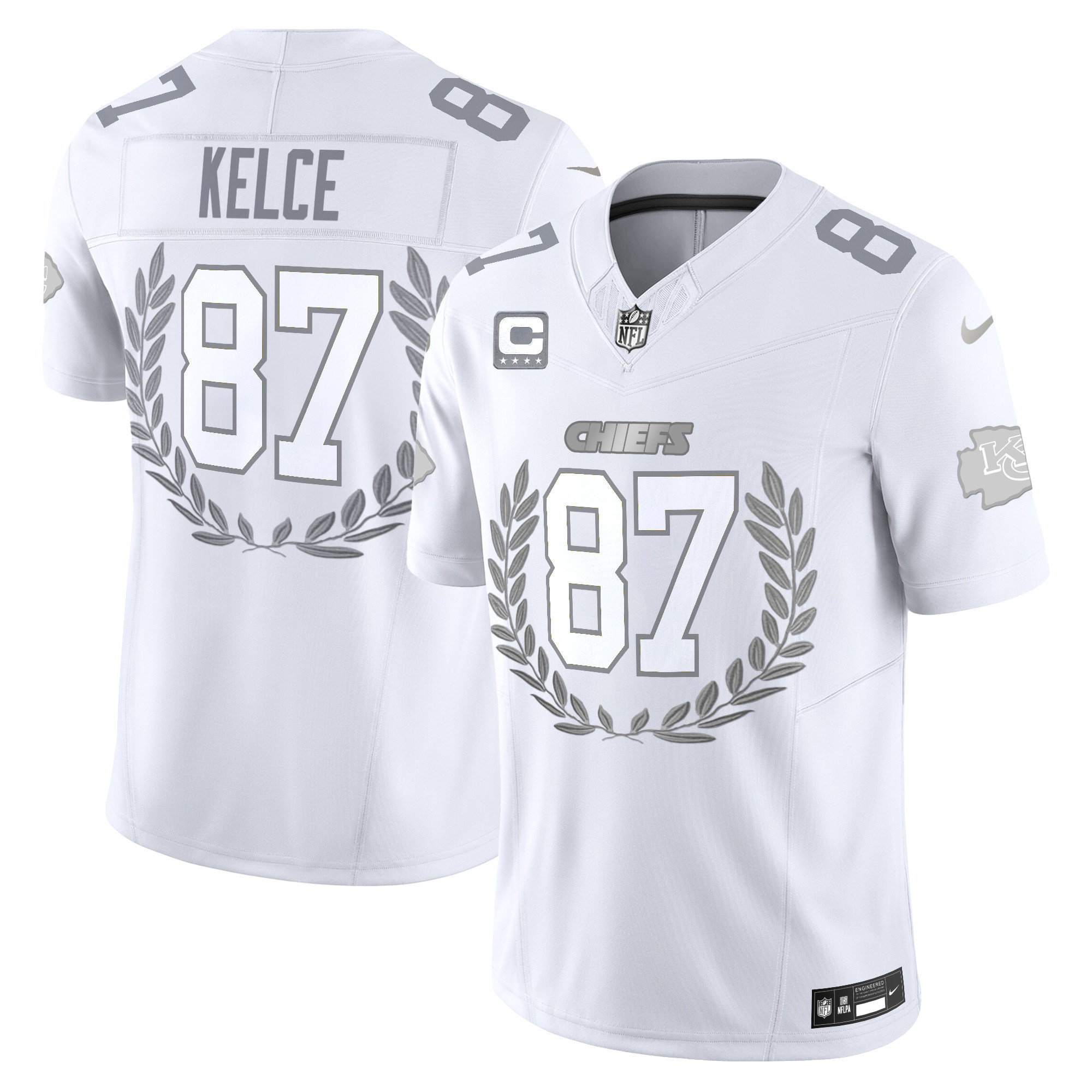 Men's Kansas City Chiefs Platinum MVP Vapor Limited Travis Kelce Jersey - All Stitched