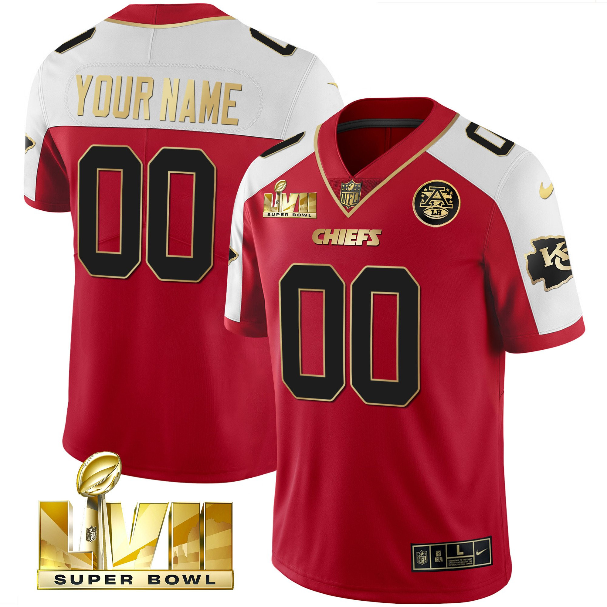 Men's Kansas City Chiefs Super Bowl Custom Name & Number Red Alternate Jersey - All Stitched