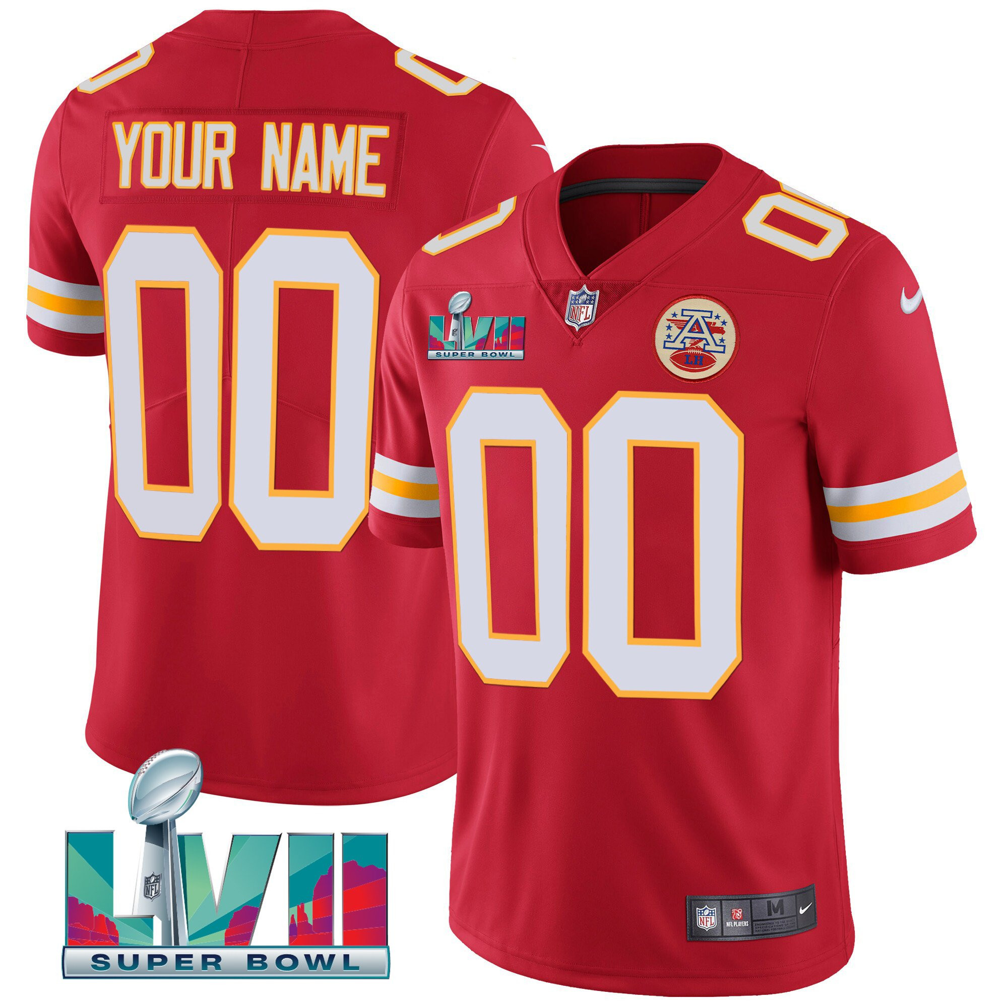 Men's Kansas City Chiefs Super Bowl Custom Name & Number Red Jersey - All Stitched