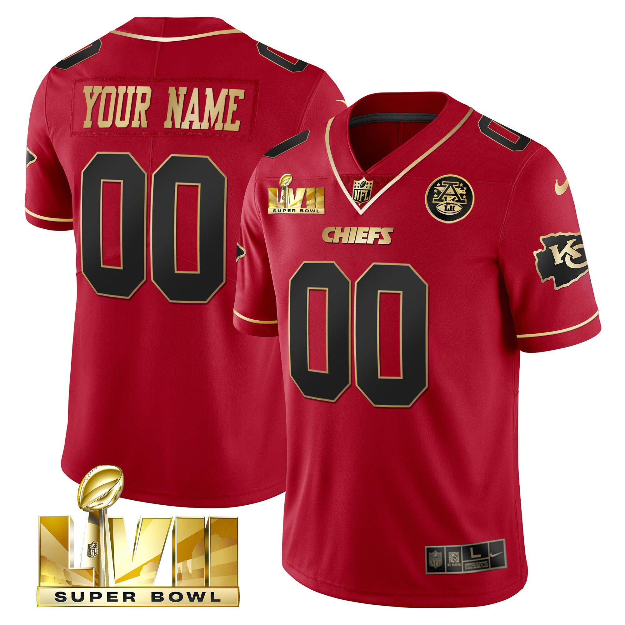 Men's Kansas City Chiefs Super Bowl Custom Name & Number Red Special Jersey - All Stitched