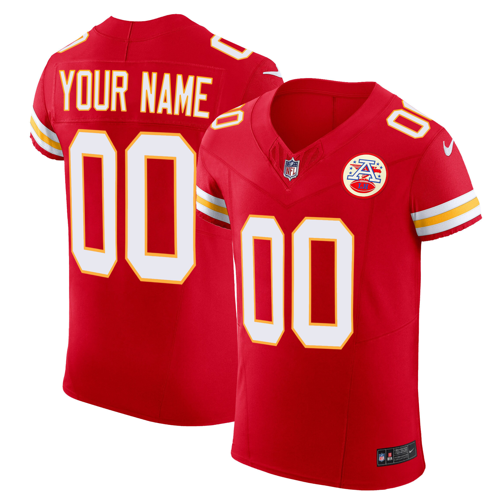 Men's Kansas City Chiefs Vapor Elite Custom Red Jersey - All Stitched