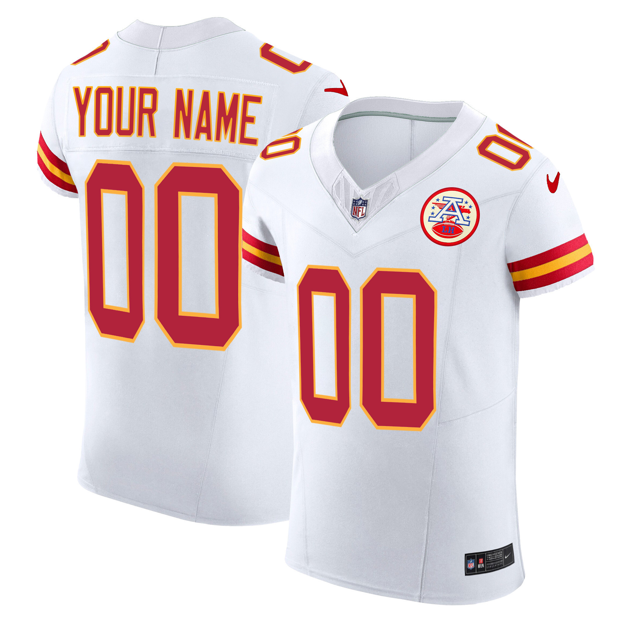 Men's Kansas City Chiefs Vapor Elite Custom White Jersey - All Stitched