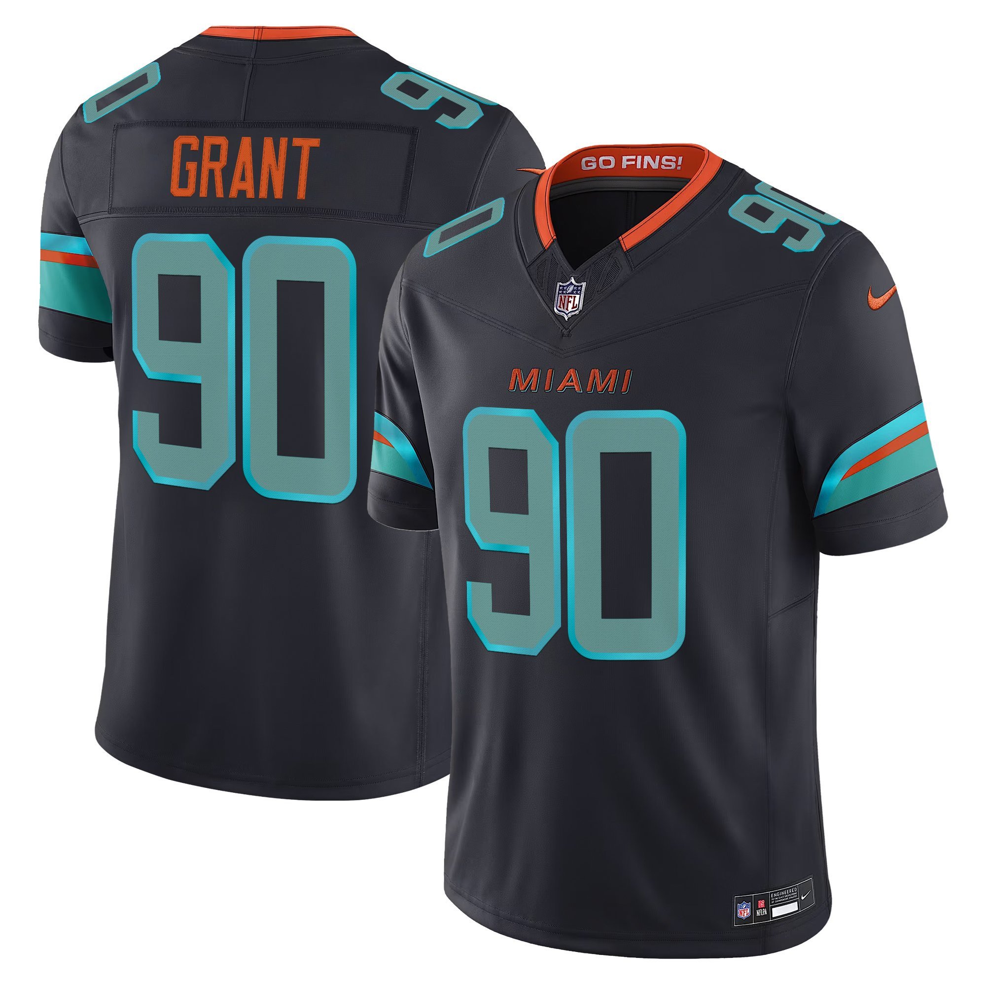 Men's Kenneth Grant Miami Dolphins 2025 "Rivalries" Vapor Limited Jersey - All Stitched
