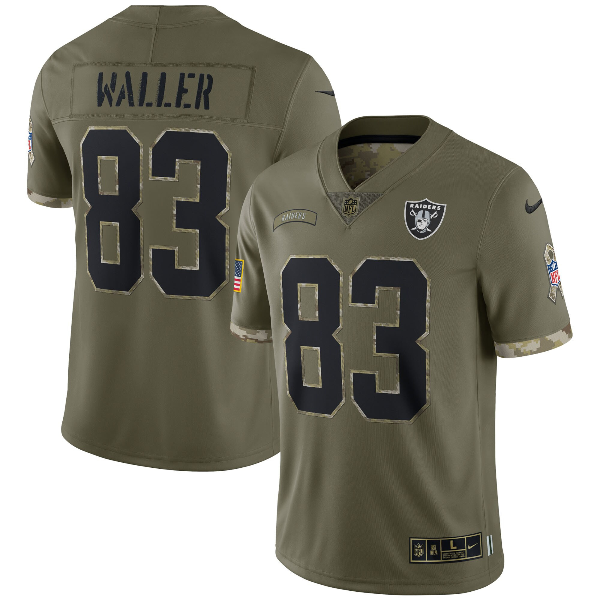 Men's Las Vegas Raiders 2022 Salute To Service Retired Player Limited - Olive - All Stitched Darren Waller Jersey - All Stitched