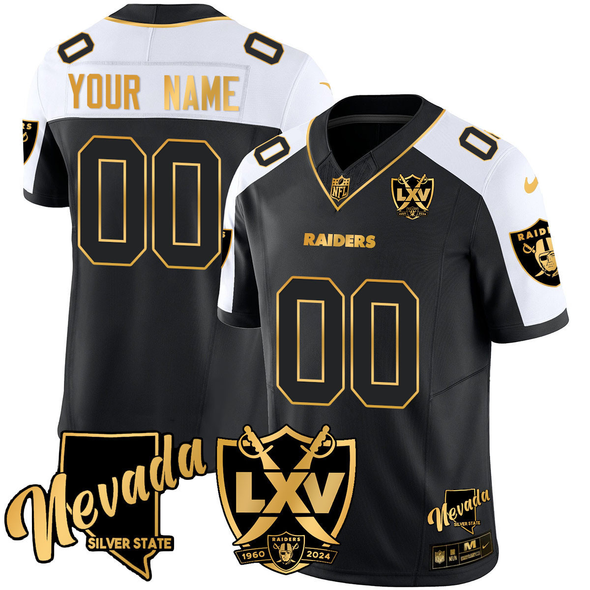 Men's Las Vegas Raiders 2024 Gold Vapor Limited Custom Black Alternate Jersey - All Stitched
