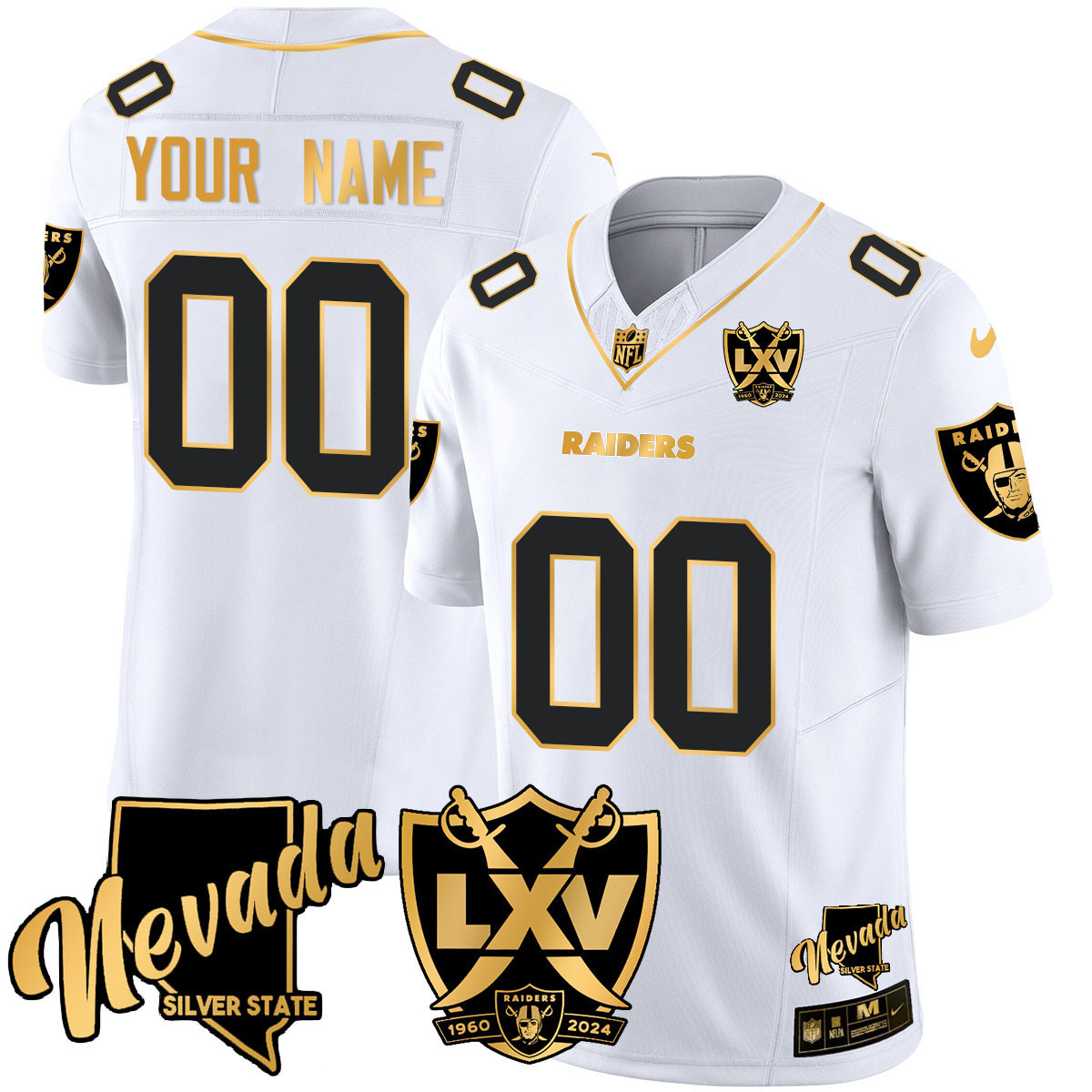 Men's Las Vegas Raiders 2024 Gold Vapor Limited Custom White Gold Jersey - All Stitched