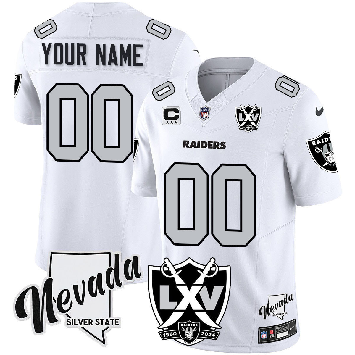 Men's Las Vegas Raiders 2024 Vapor Limited Custom White Jersey - All Stitched