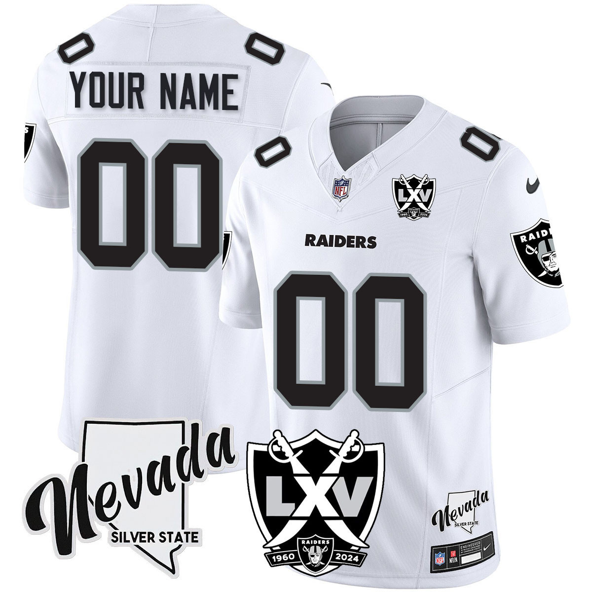 Men's Las Vegas Raiders 2024 Vapor Limited Custom White Limited Jersey - All Stitched