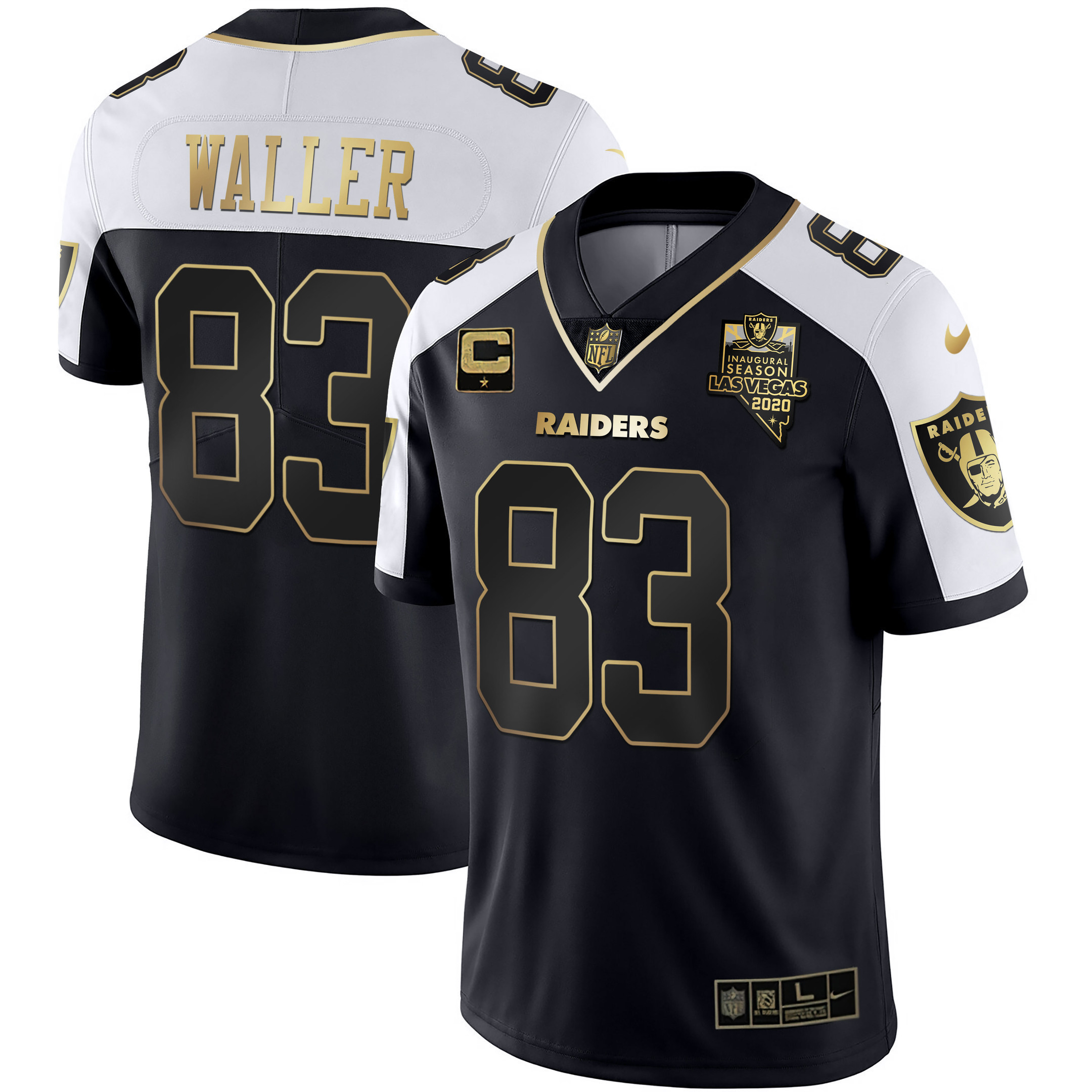 Men's Las Vegas Raiders Alternate Vapor Black Gold Limited - All Stitched Darren Waller Jersey - All Stitched