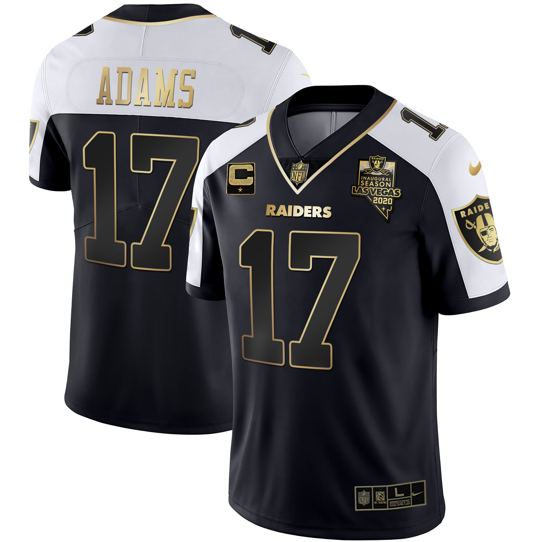 Men's Las Vegas Raiders Alternate Vapor Black Gold Limited - All Stitched Davante Adams Jersey - All Stitched