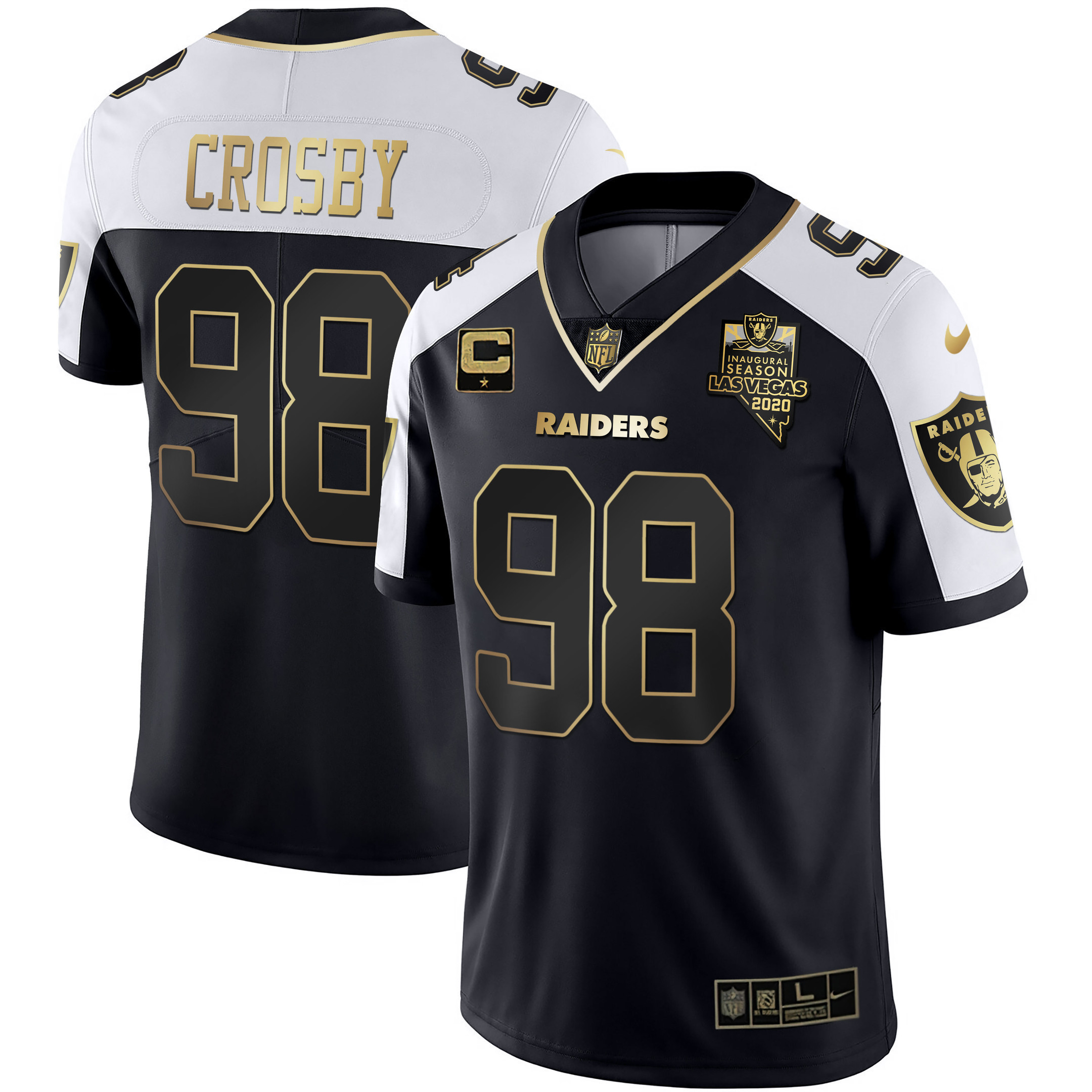 Men's Las Vegas Raiders Alternate Vapor Black Gold Limited - All Stitched Maxx Crosby Jersey - All Stitched