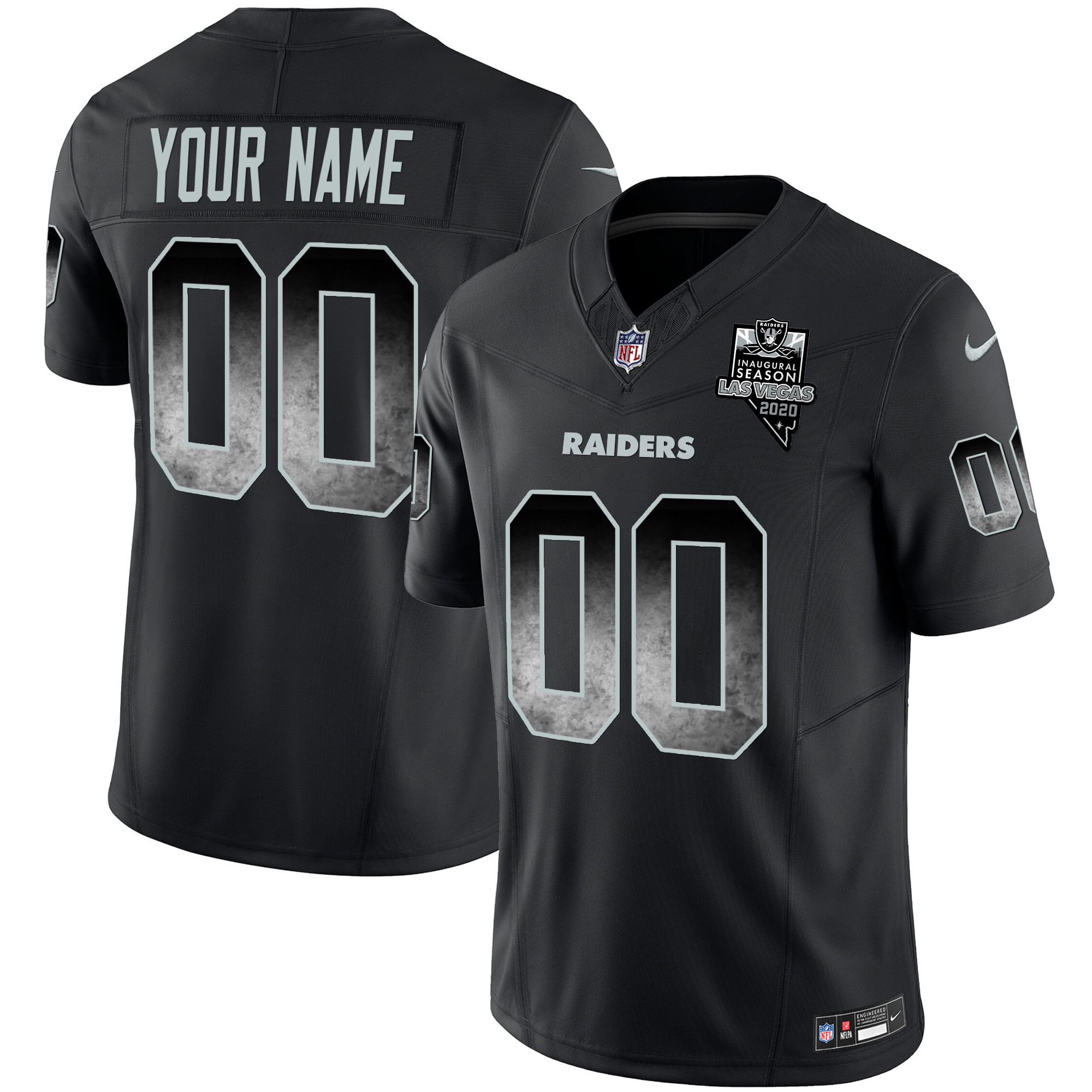Men's Las Vegas Raiders Arch Smoke Vapor Custom Black Jersey - All Stitched