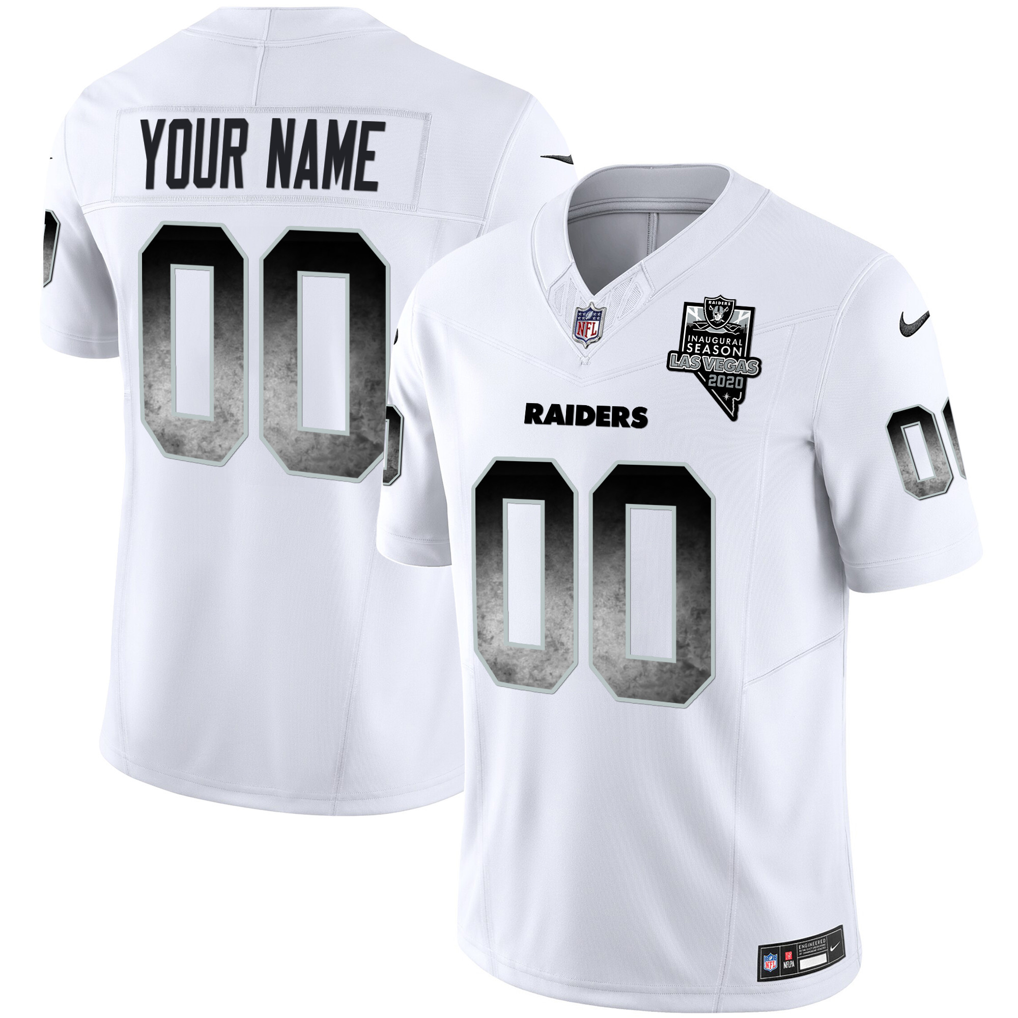 Men's Las Vegas Raiders Arch Smoke Vapor Custom White Jersey - All Stitched