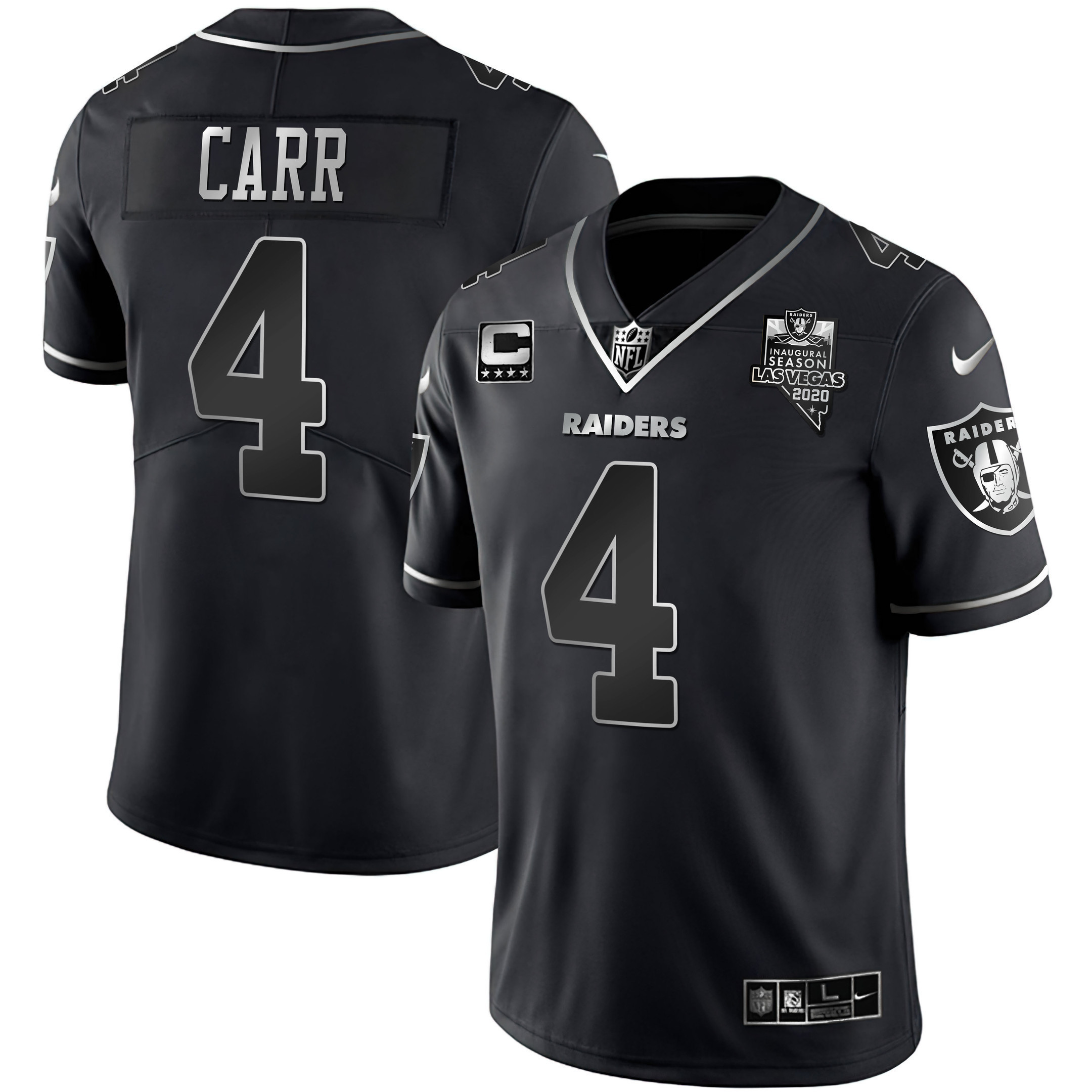 Men's Las Vegas Raiders Black Silver Vapor - All Stitched Derek Carr Jersey - All Stitched