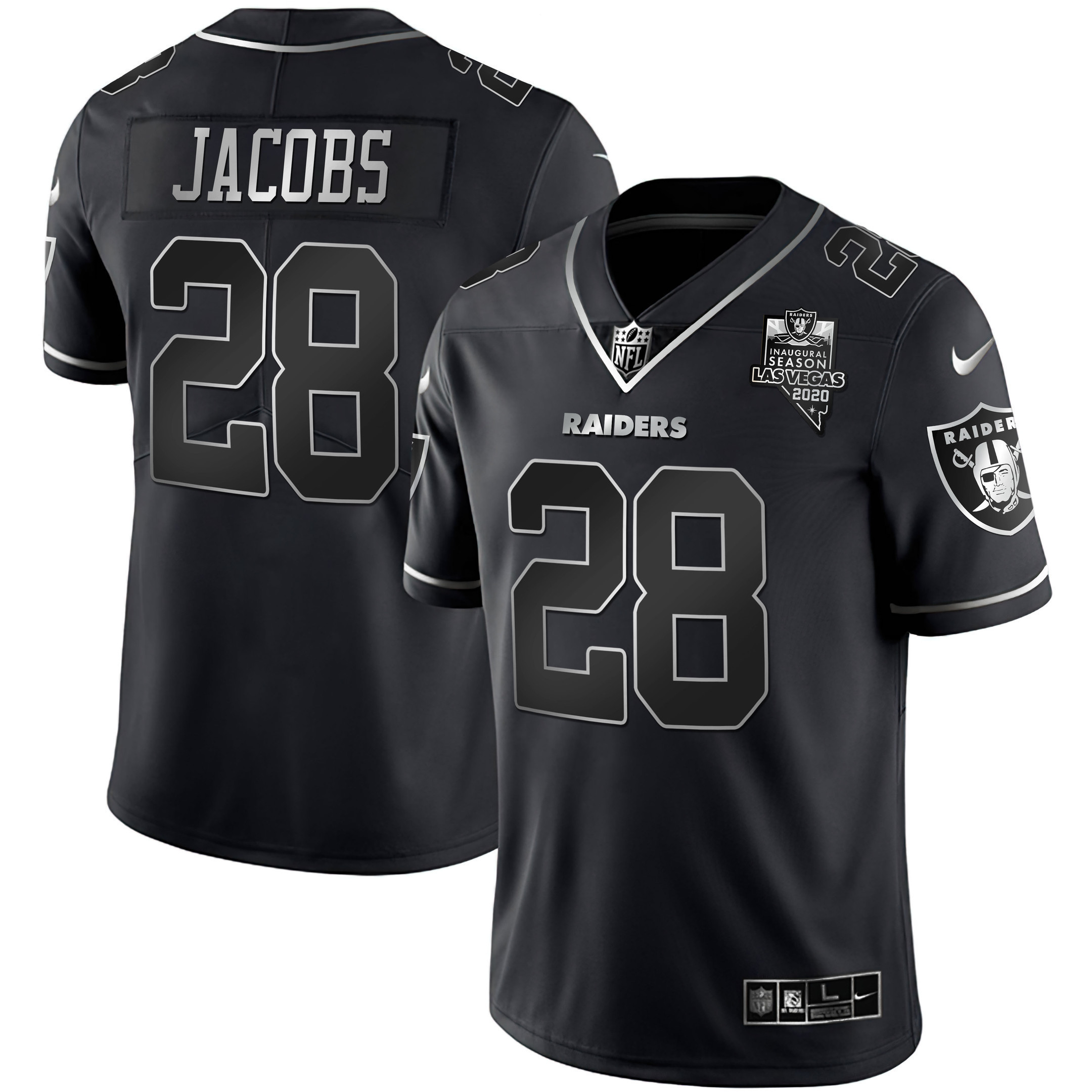 Men's Las Vegas Raiders Black Silver Vapor - All Stitched Josh Jacobs Jersey - All Stitched