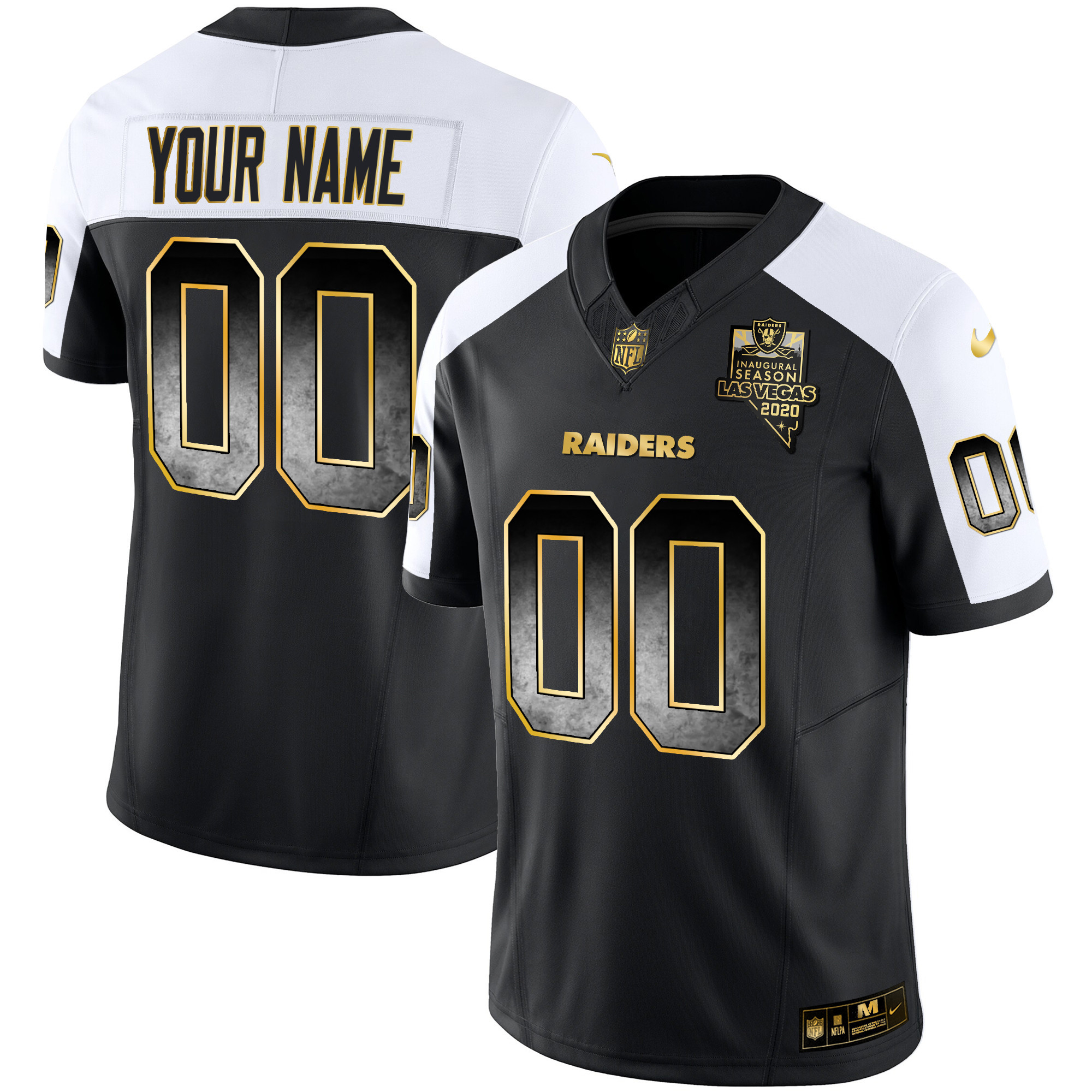 Men's Las Vegas Raiders Gold Arch Smoke Vapor Custom Alternate Jersey - All Stitched
