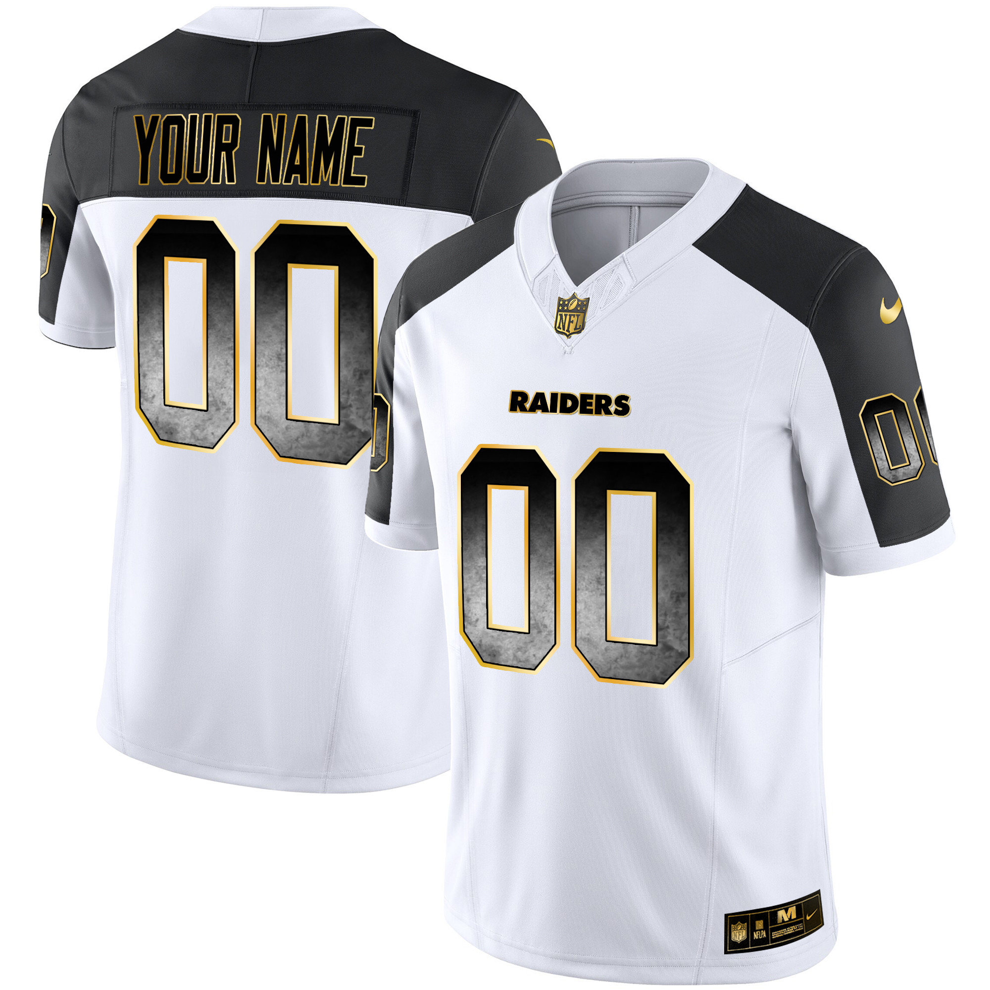 Men's Las Vegas Raiders Gold Arch Smoke Vapor Custom Inverted Jersey - All Stitched