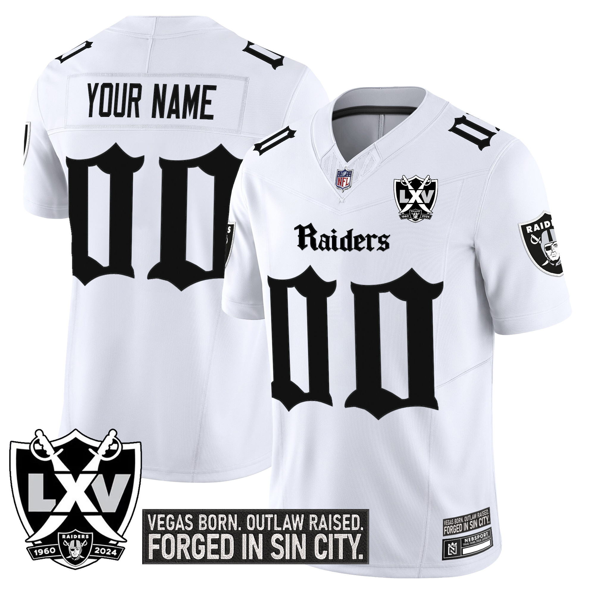 Men's Las Vegas Raiders 'Gothic Sin City Shadows Edition' Vapor Limited Custom White Jersey - All Stitched