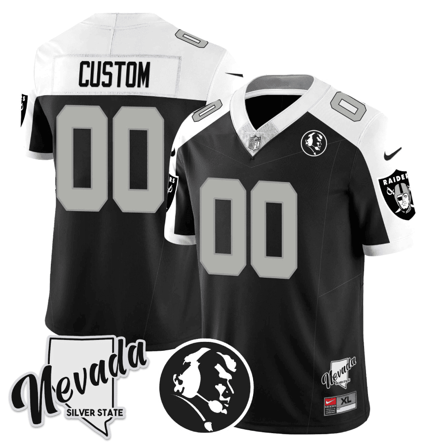 Men's Las Vegas Raiders John Madden Honoring & Nevada Silver State Patch Vapor Custom Alternate Jersey - All Stitched