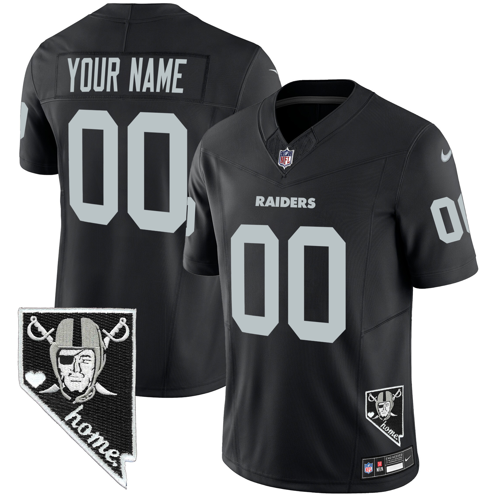 Men's Las Vegas Raiders Nevada Home Patch Vapor Custom Black Jersey - All Stitched