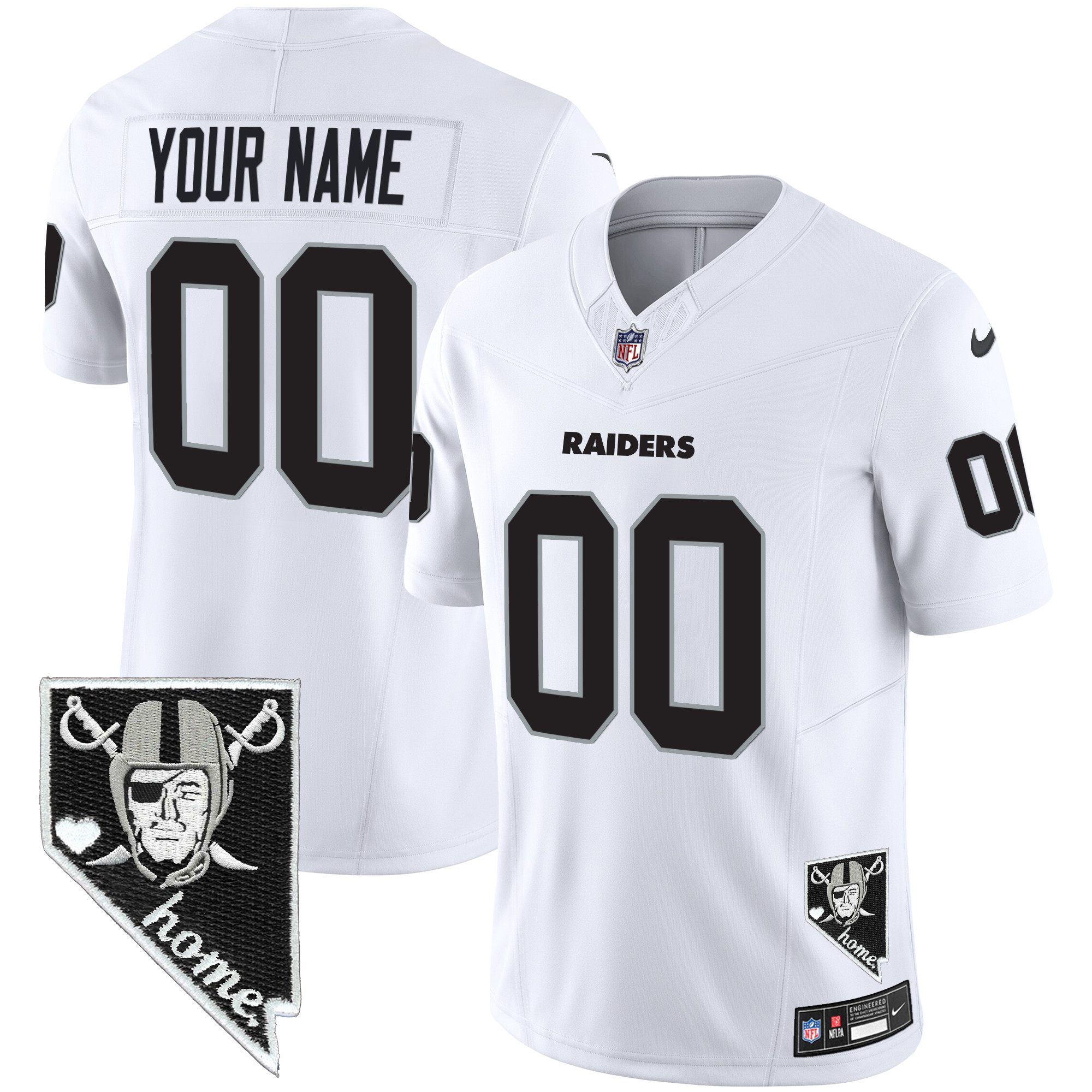 Men's Las Vegas Raiders Nevada Home Patch Vapor Custom White Jersey - All Stitched