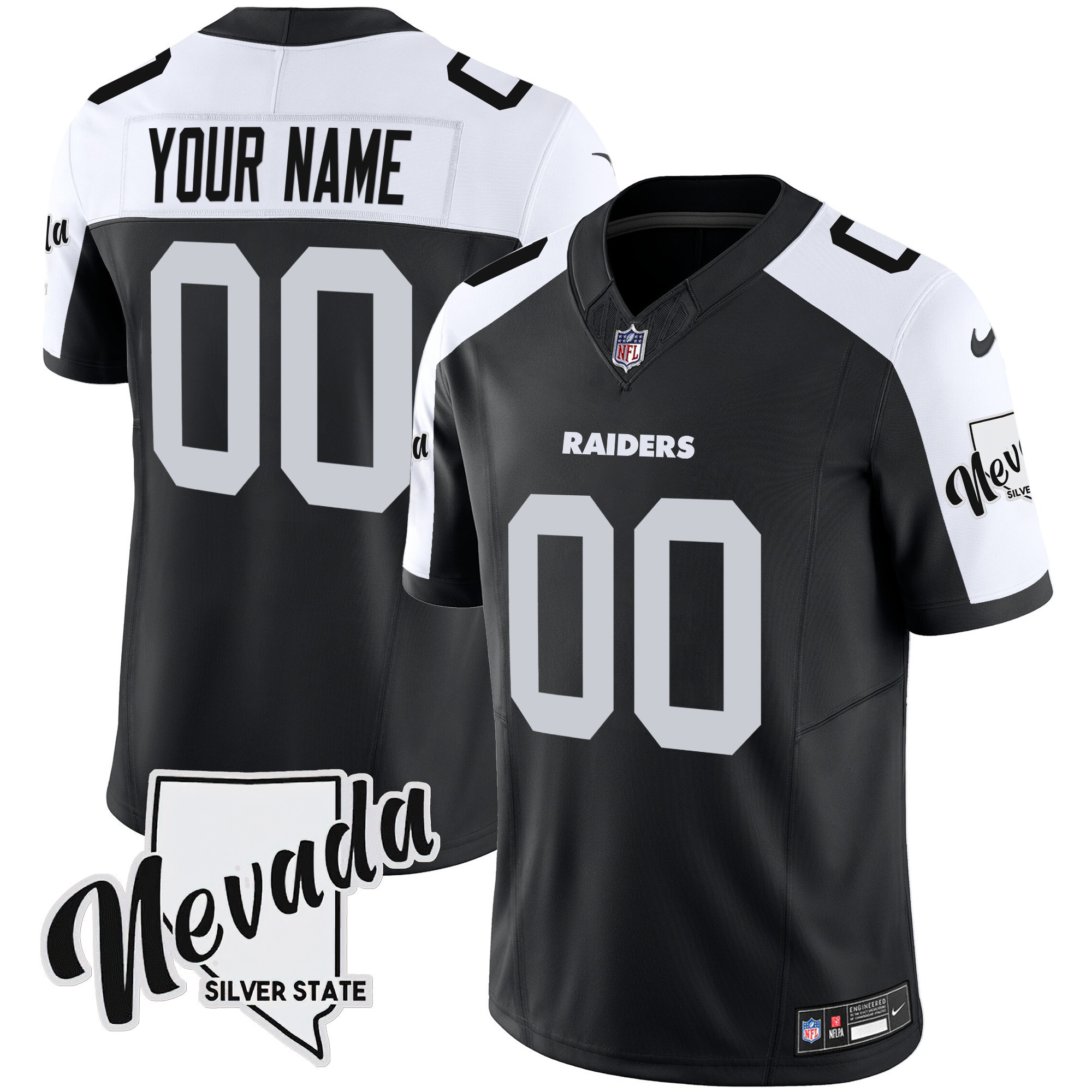 Men's Las Vegas Raiders Nevada Silver State Patch Vapor Custom Alternate Jersey - All Stitched