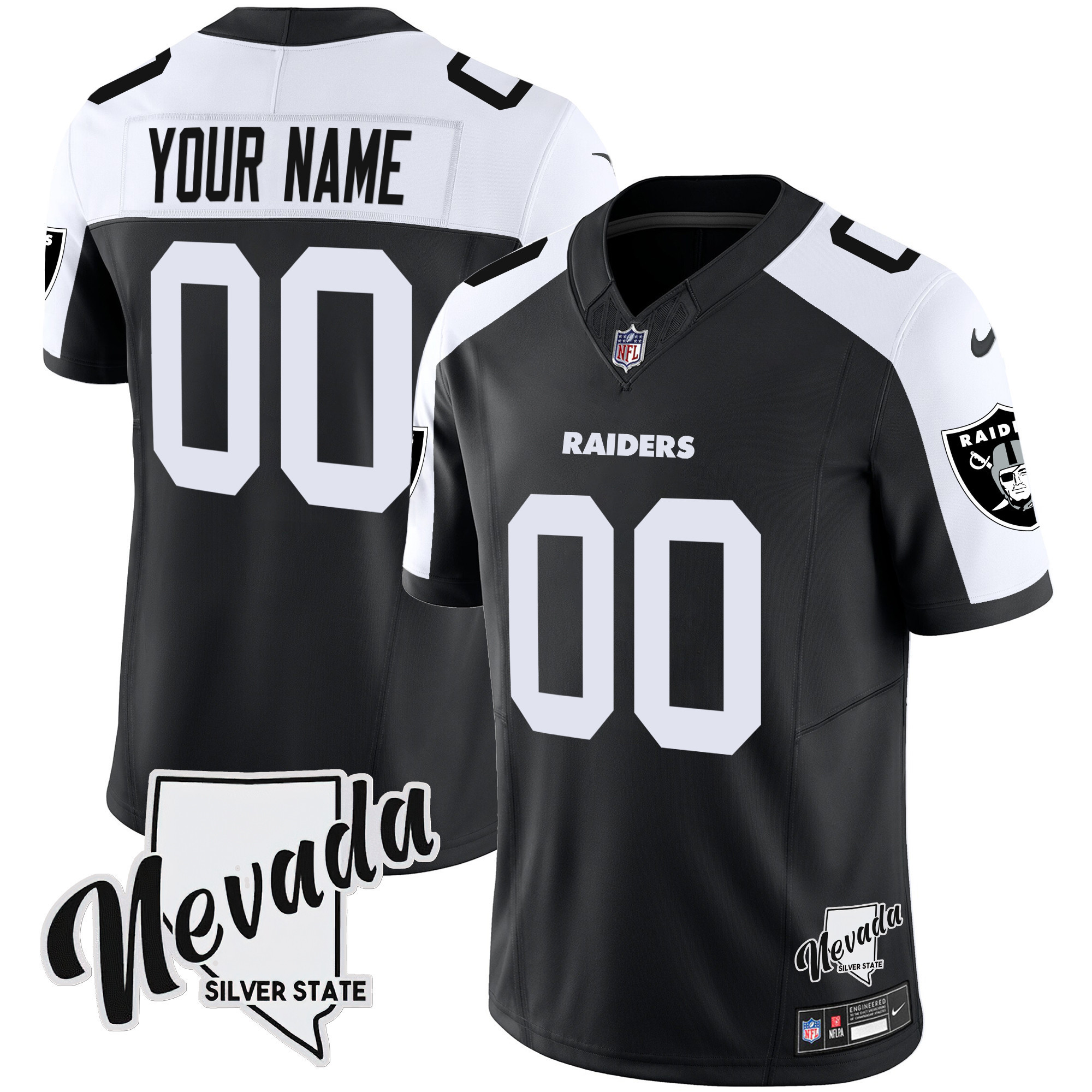 Men's Las Vegas Raiders Nevada Silver State Patch Vapor Custom Alternate Jersey - All Stitched