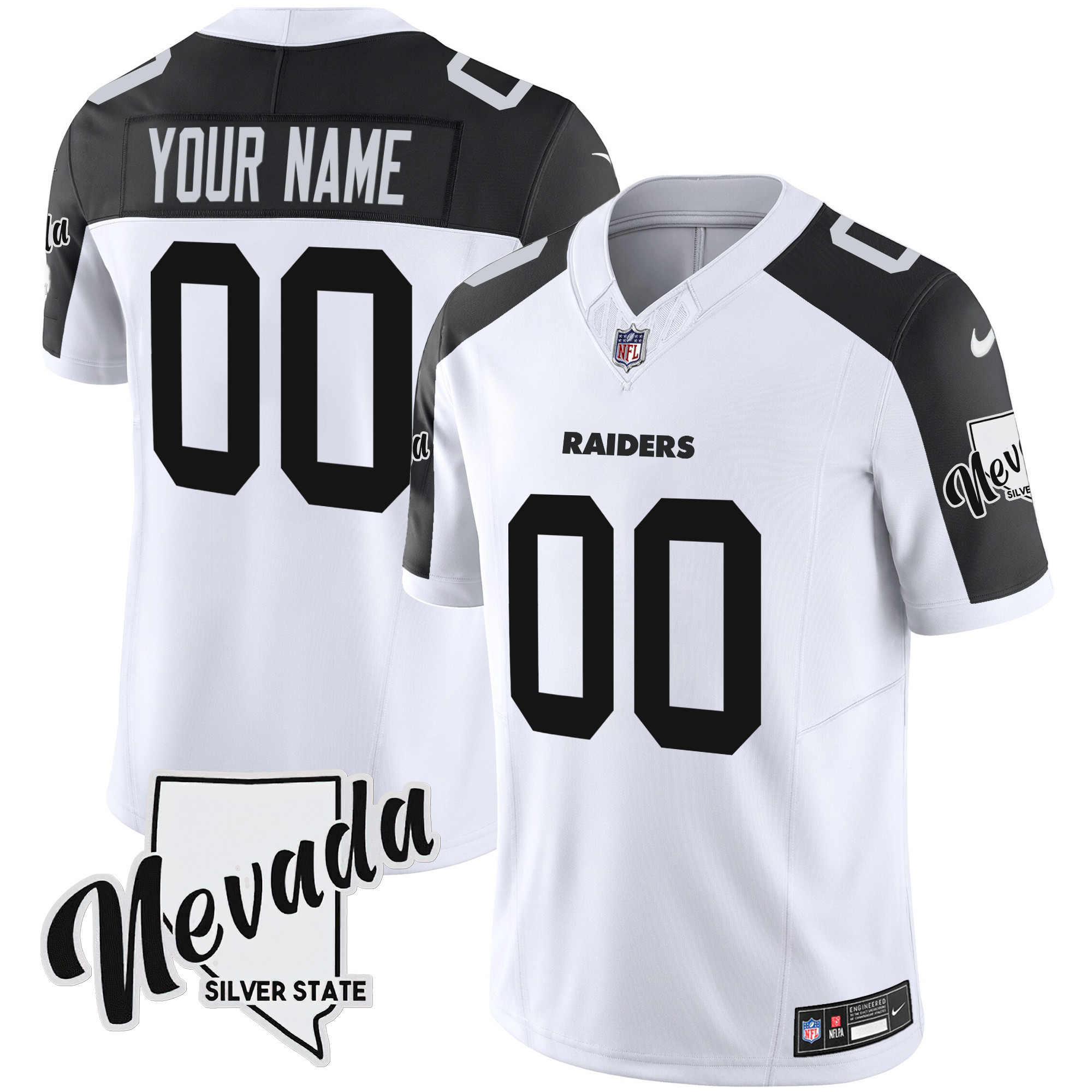 Men's Las Vegas Raiders Nevada Silver State Patch Vapor Custom Inverted Jersey - All Stitched