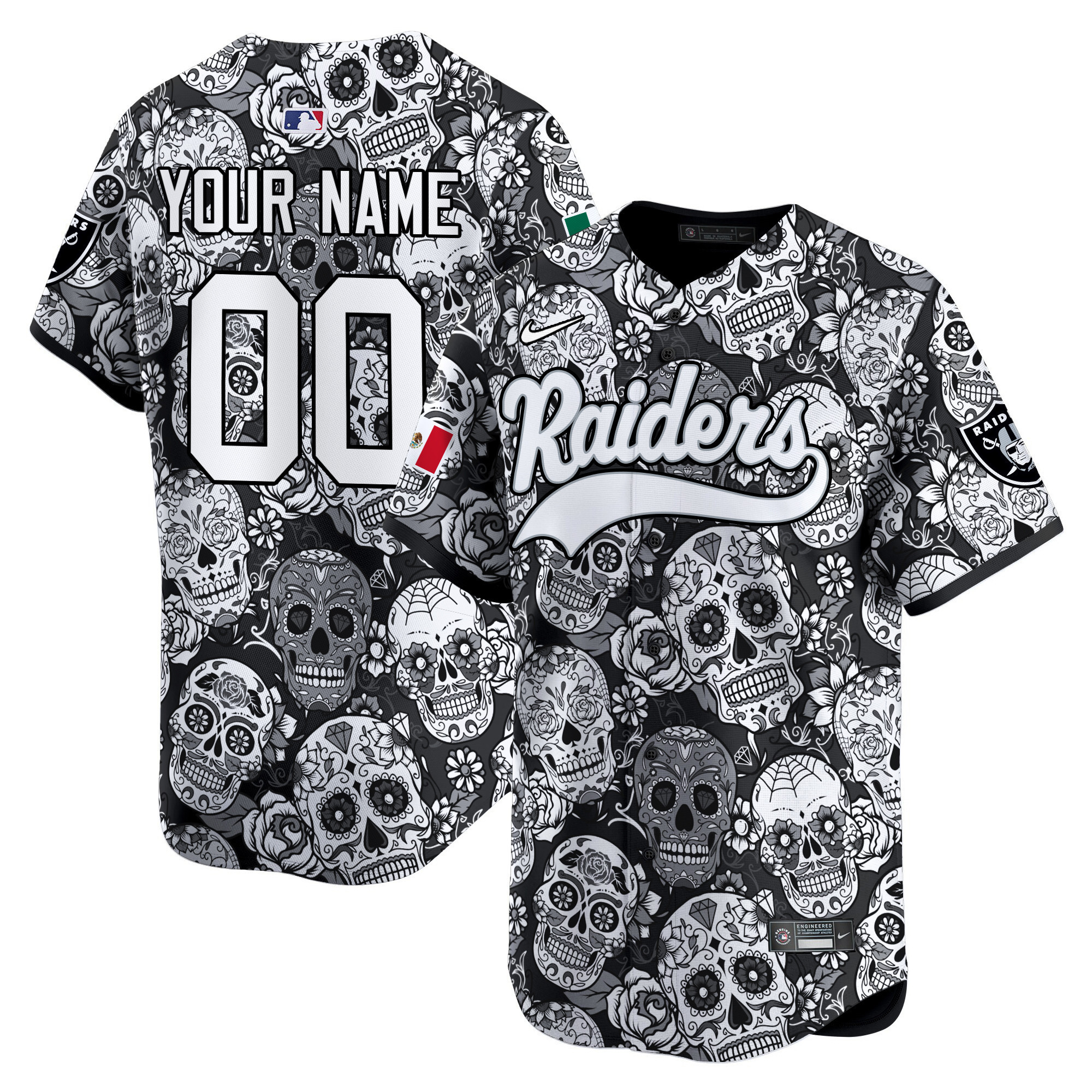 Men's Las Vegas Raiders Sugar Skull Mexico Vapor Premier Limited Custom - Printed Black Jersey