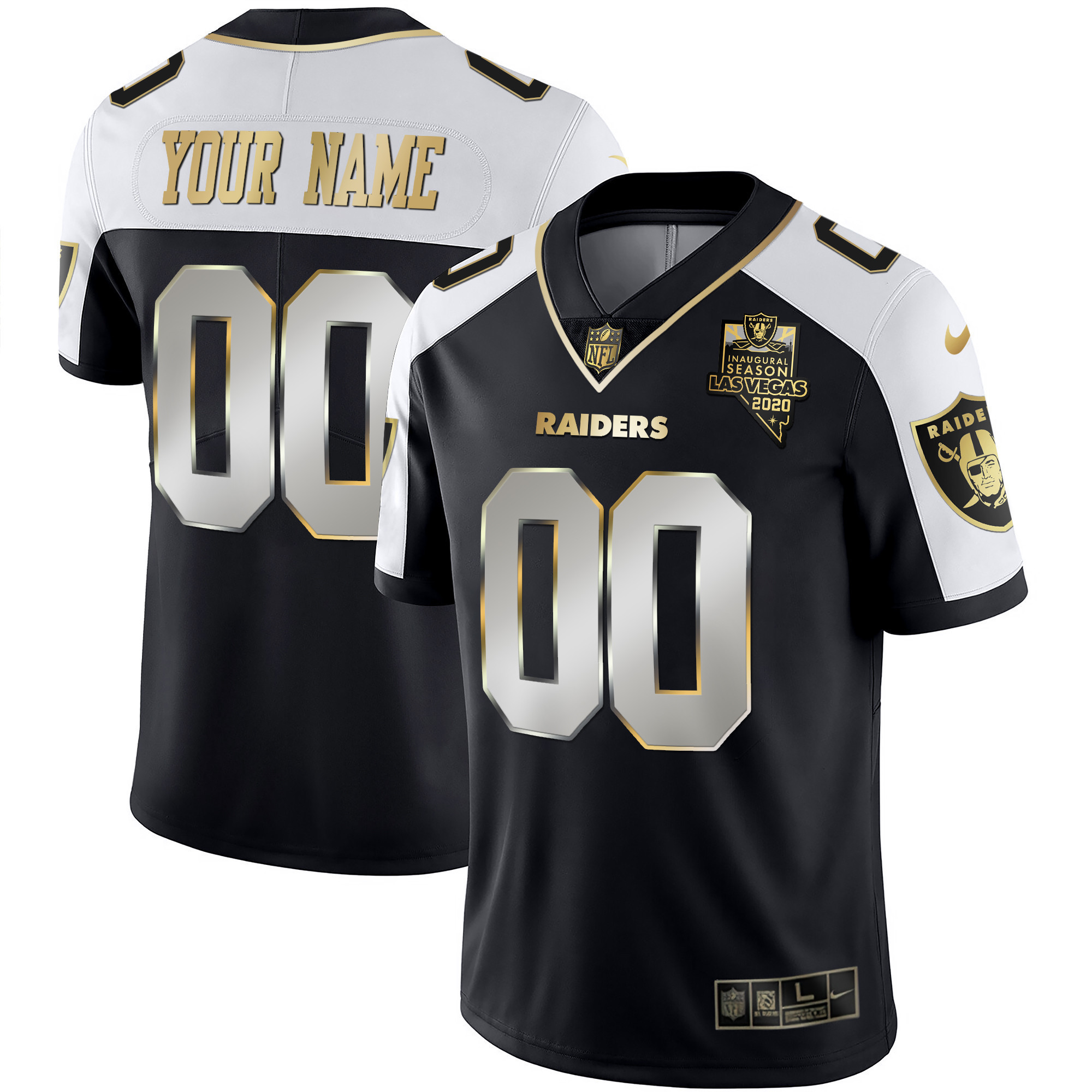 Men's Las Vegas Raiders Vapor Gold Custom Name and Number - All Stitched Alternate Limited Jersey - All Stitched