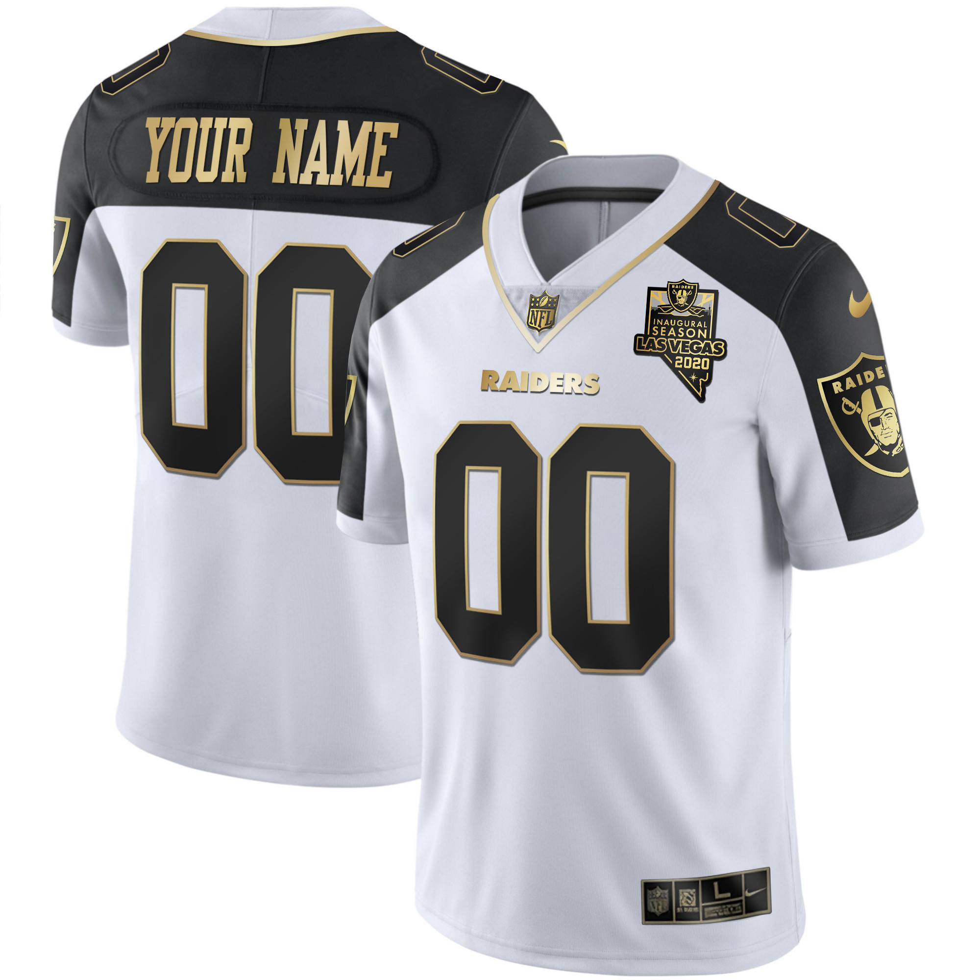Men's Las Vegas Raiders Vapor Gold Custom Name and Number - All Stitched Black Inverted Jersey - All Stitched