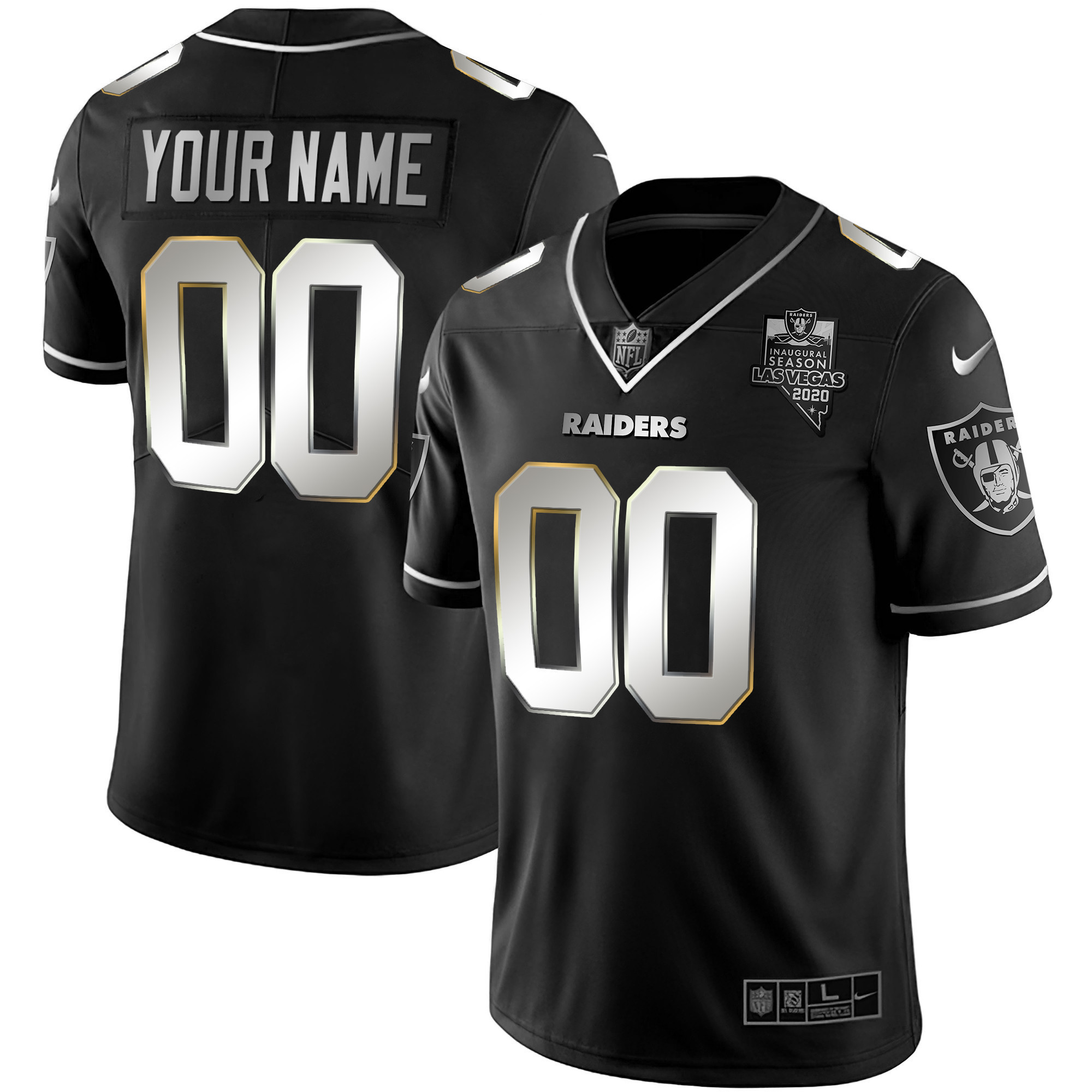 Men's Las Vegas Raiders Vapor Gold Custom Name and Number - All Stitched Silver Limited Jersey - All Stitched