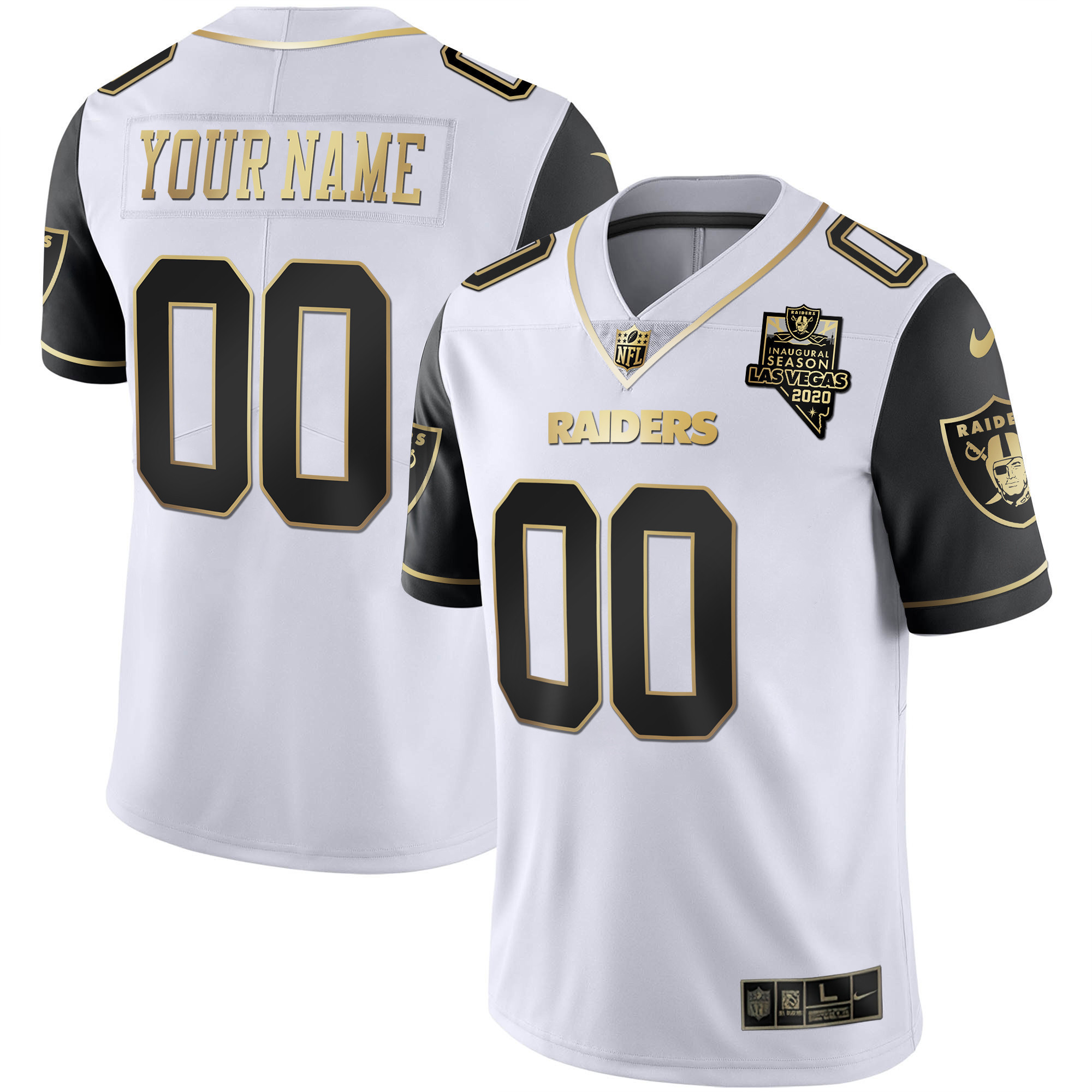 Men's Las Vegas Raiders Vapor Gold Custom Name and Number - All Stitched Sleeves Jersey - All Stitched