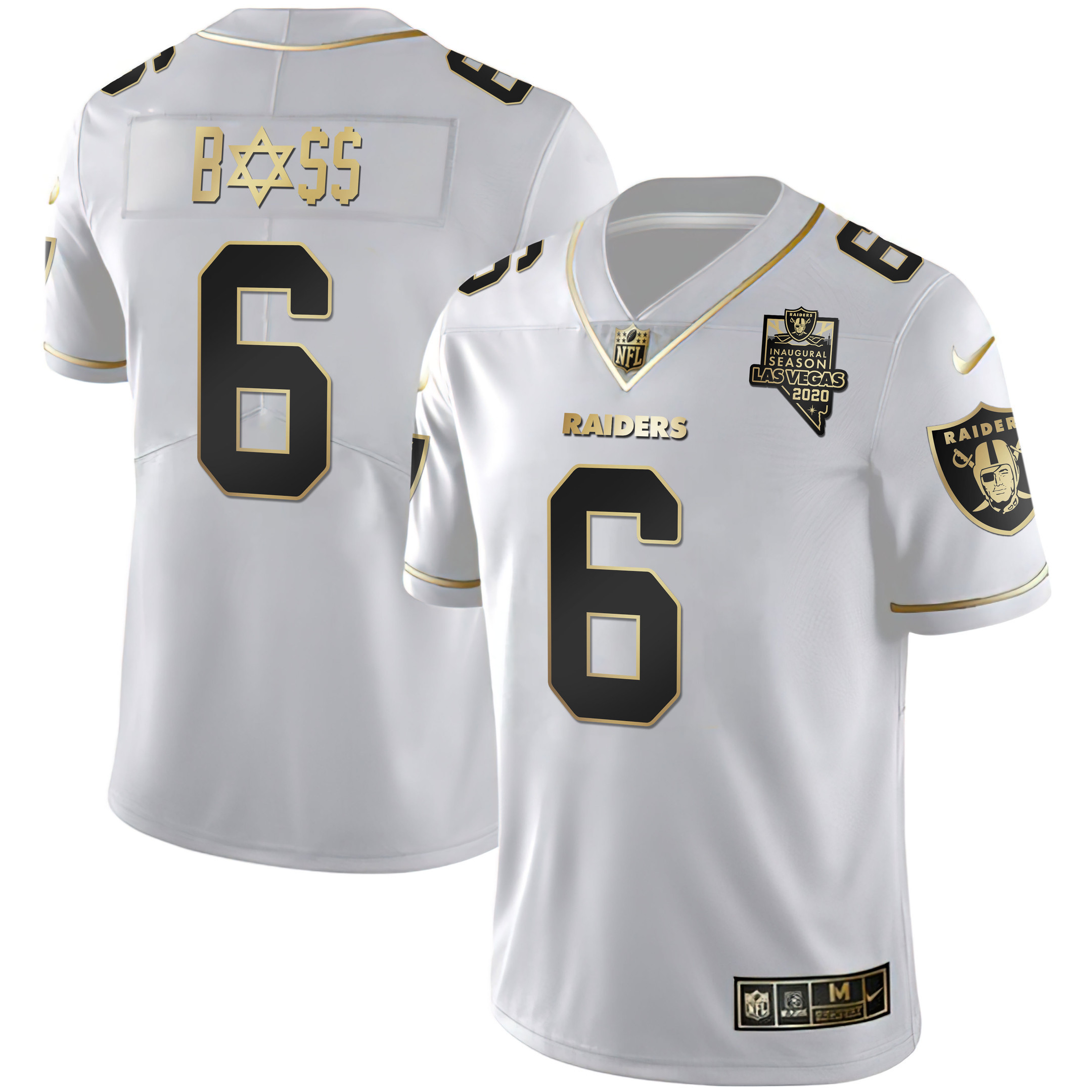 Men's Las Vegas Raiders White Gold BOSS Vapor White Gold Jersey - All Stitched