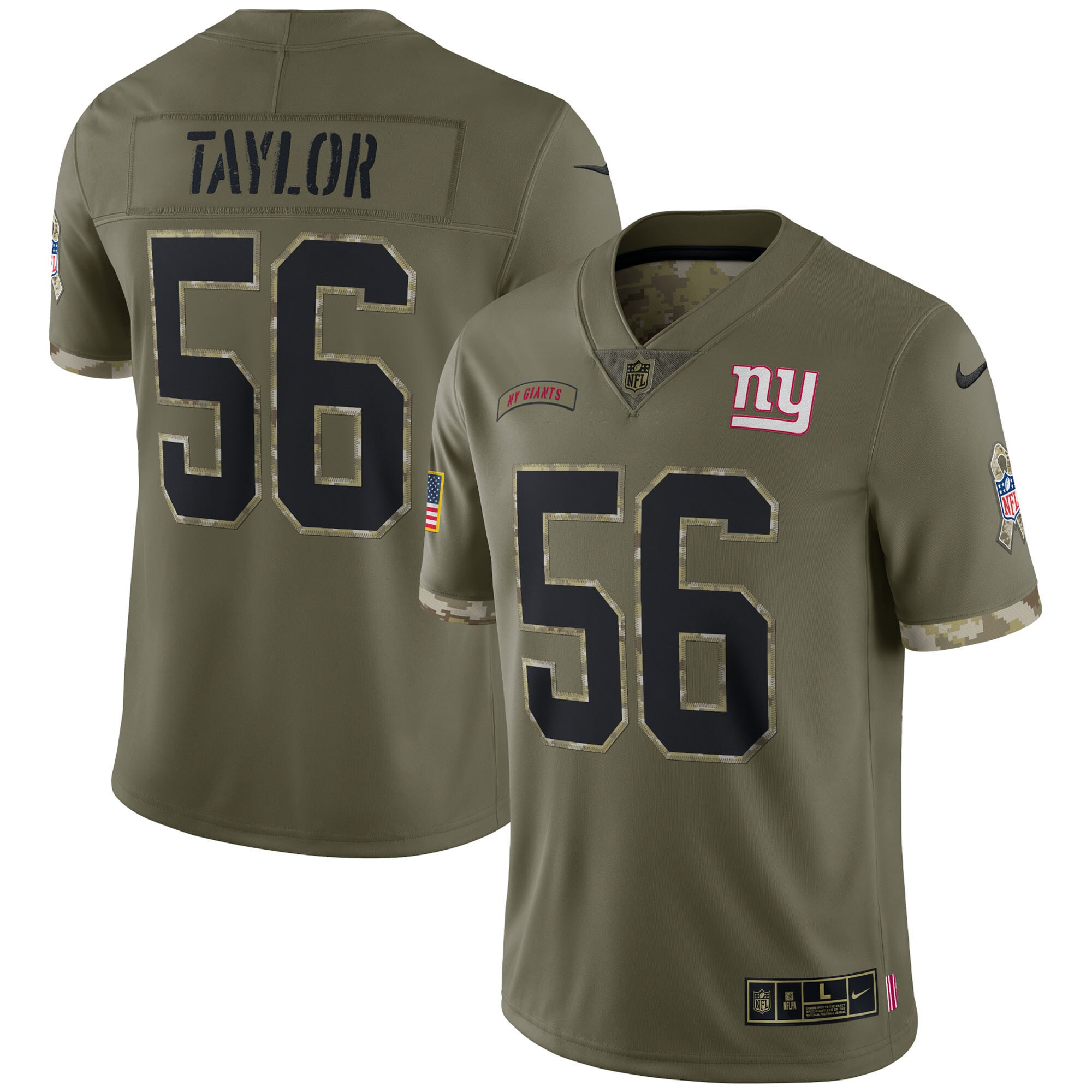 Men's Lawrence Taylor New York Giants 2022 Salute To Service Olive Retired Lawrence Taylor Jersey - All Stitched