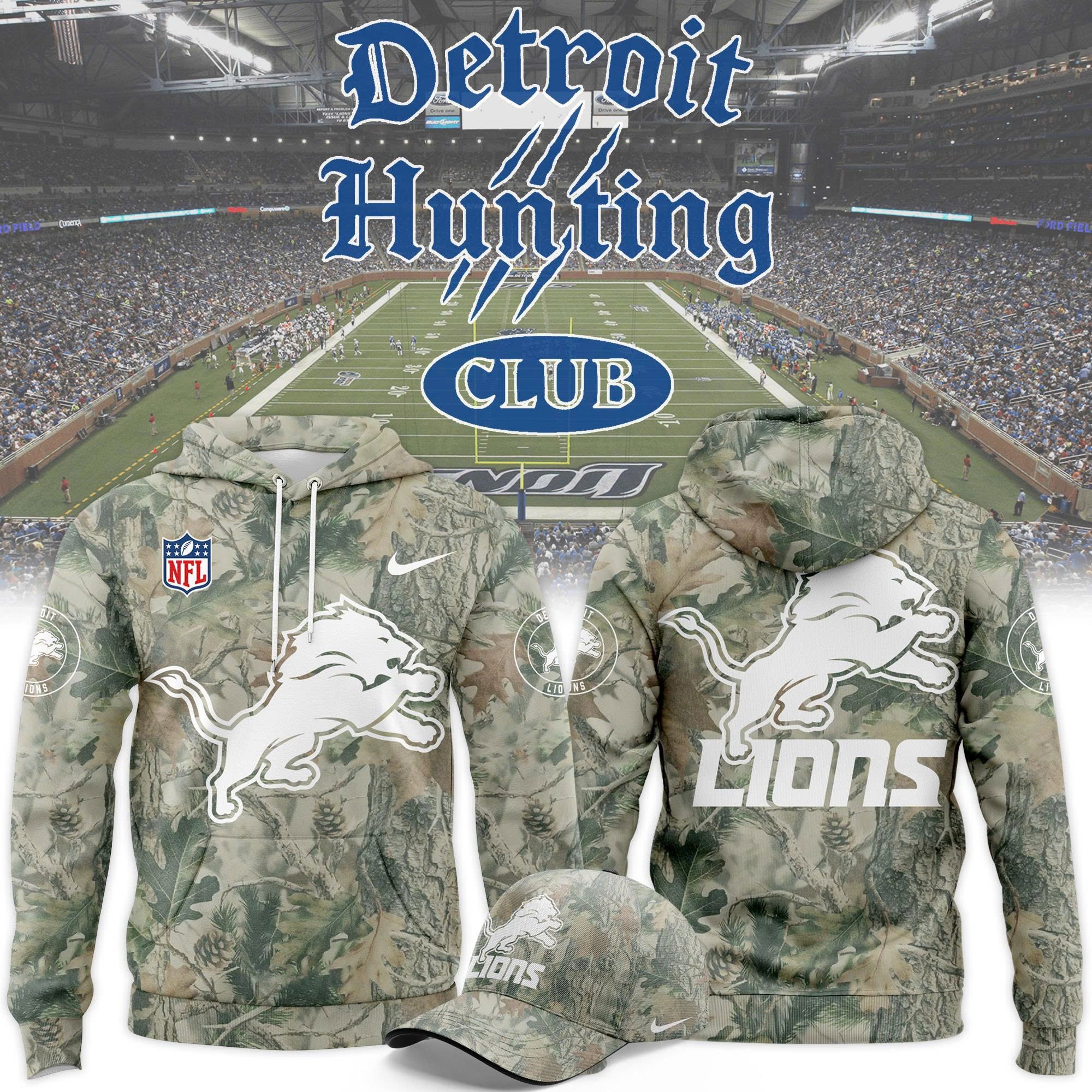 Men's Limited Detroit Lions 2025-26 Hunting Camo Hoodie